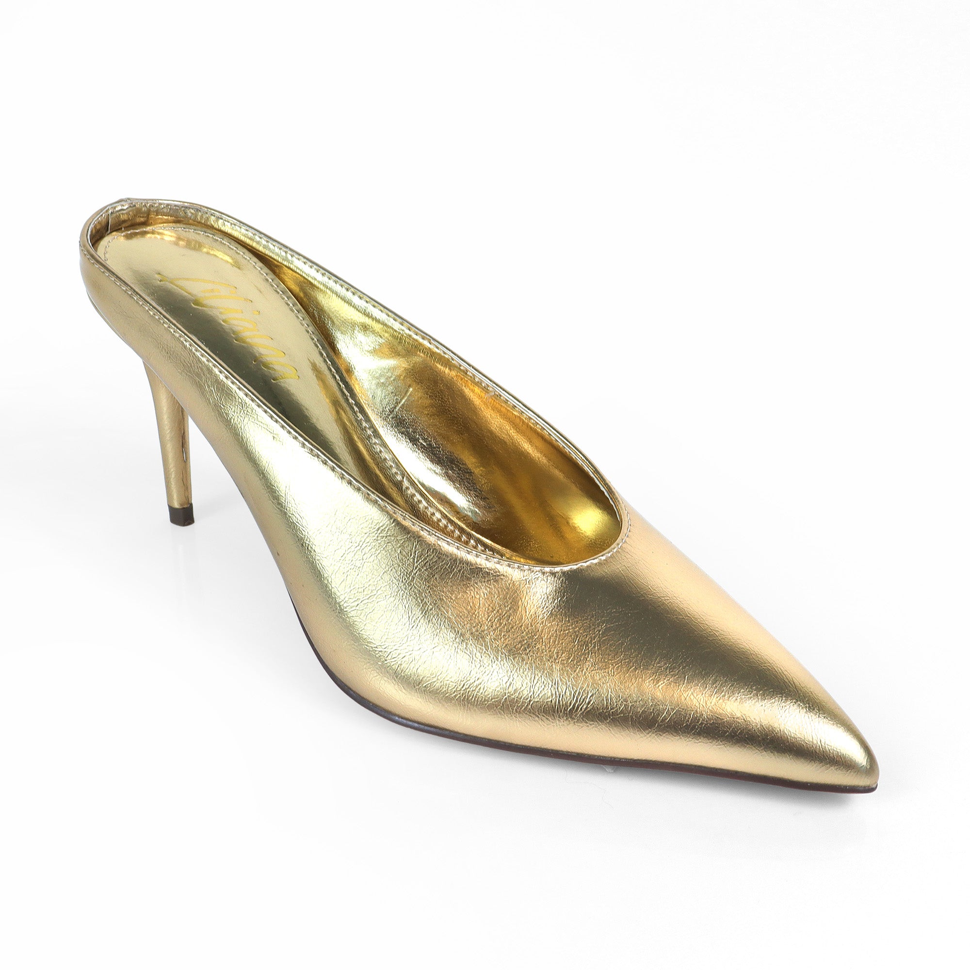 BERED-1 POINTED TOE MULE W/ HEEL GOLD