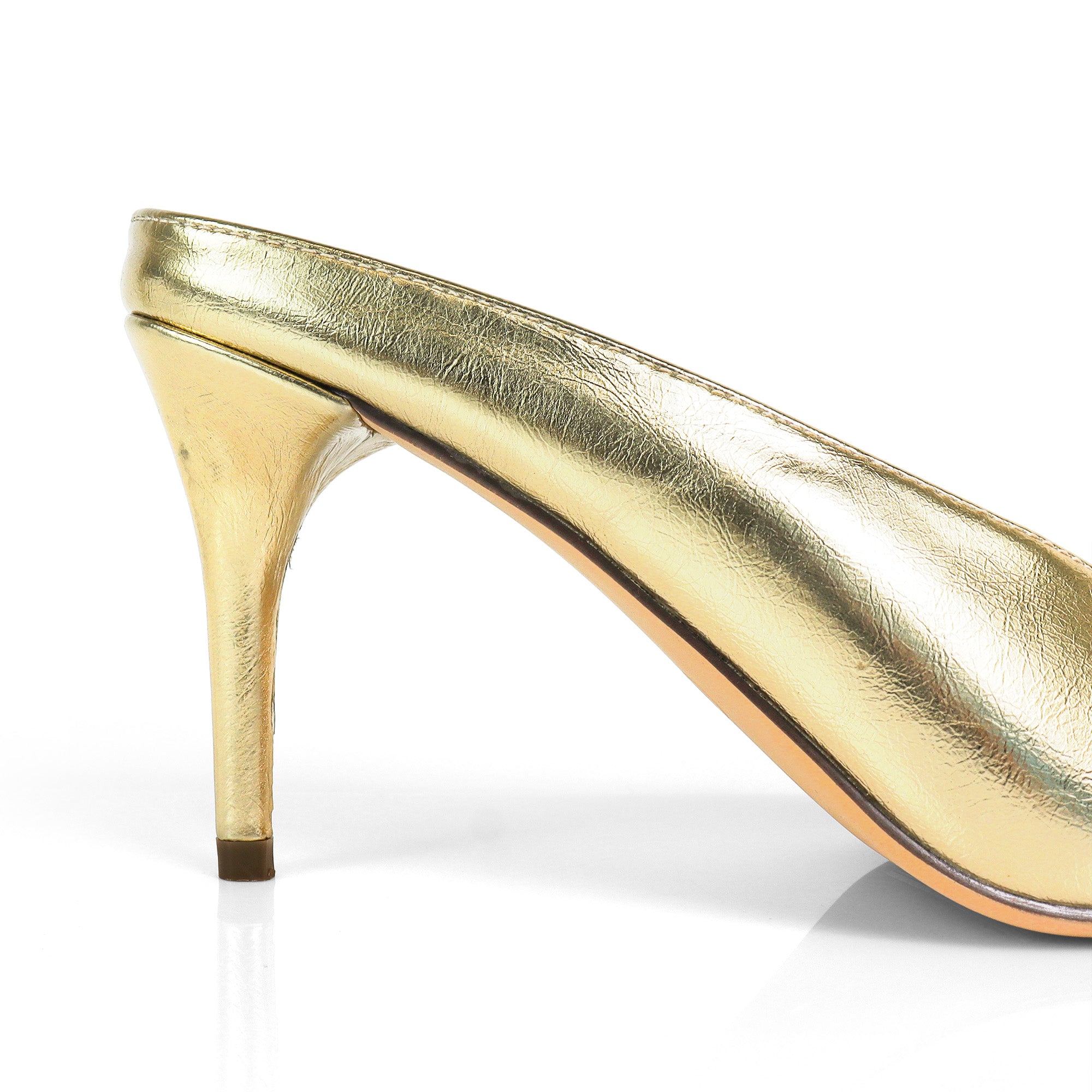 BERED-1 POINTED TOE MULE W/ HEEL GOLD
