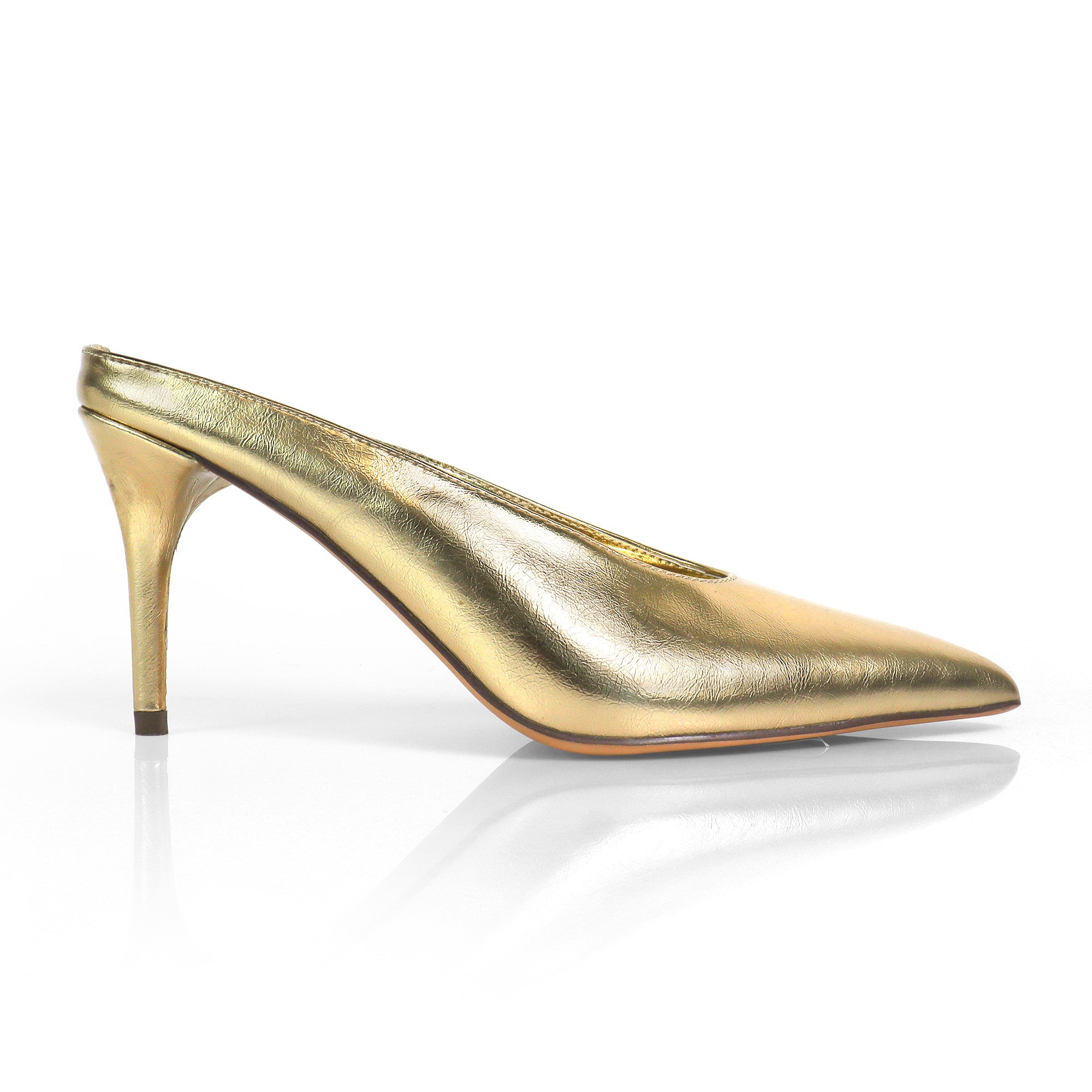 BERED-1 POINTED TOE MULE W/ HEEL GOLD