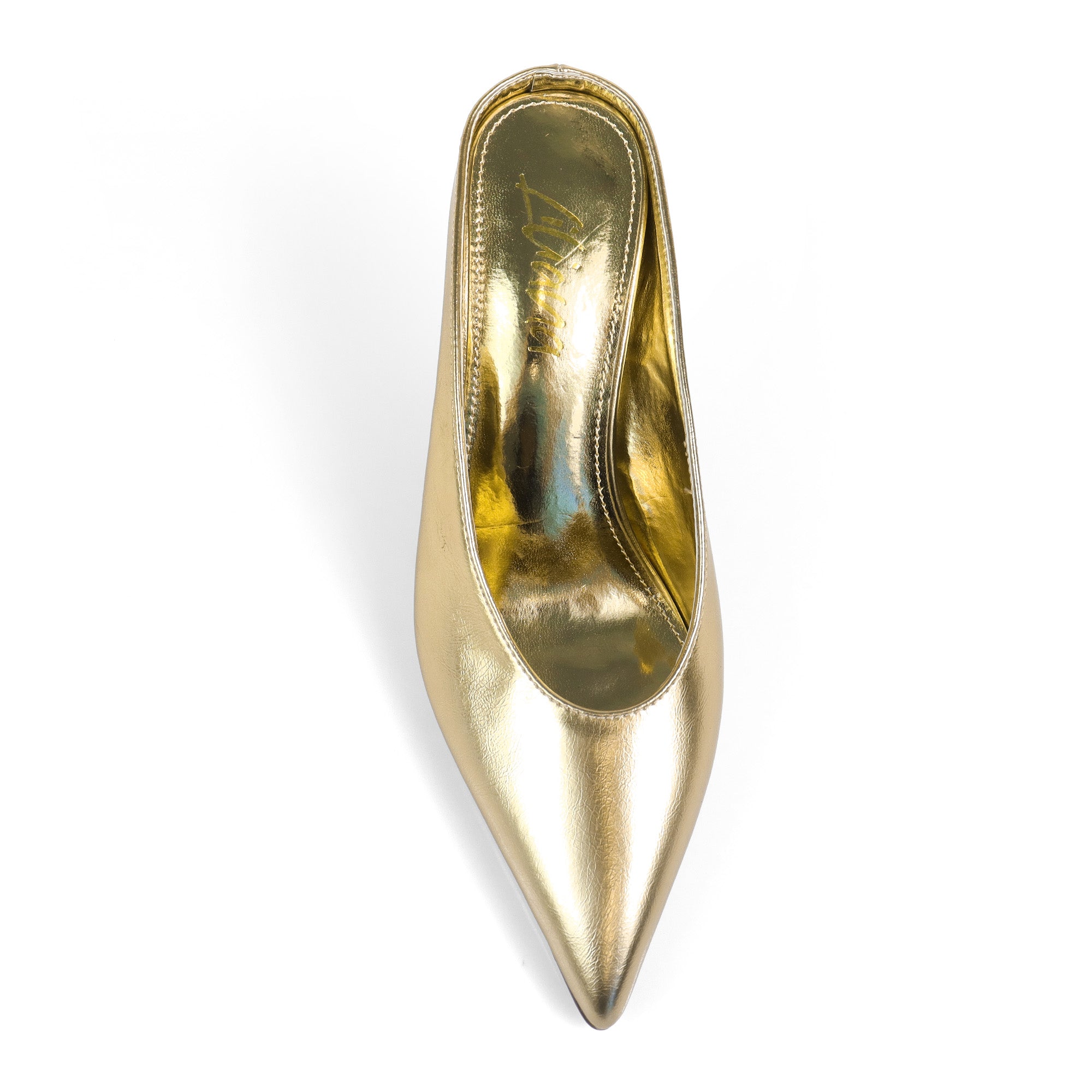 BERED-1 POINTED TOE MULE W/ HEEL GOLD