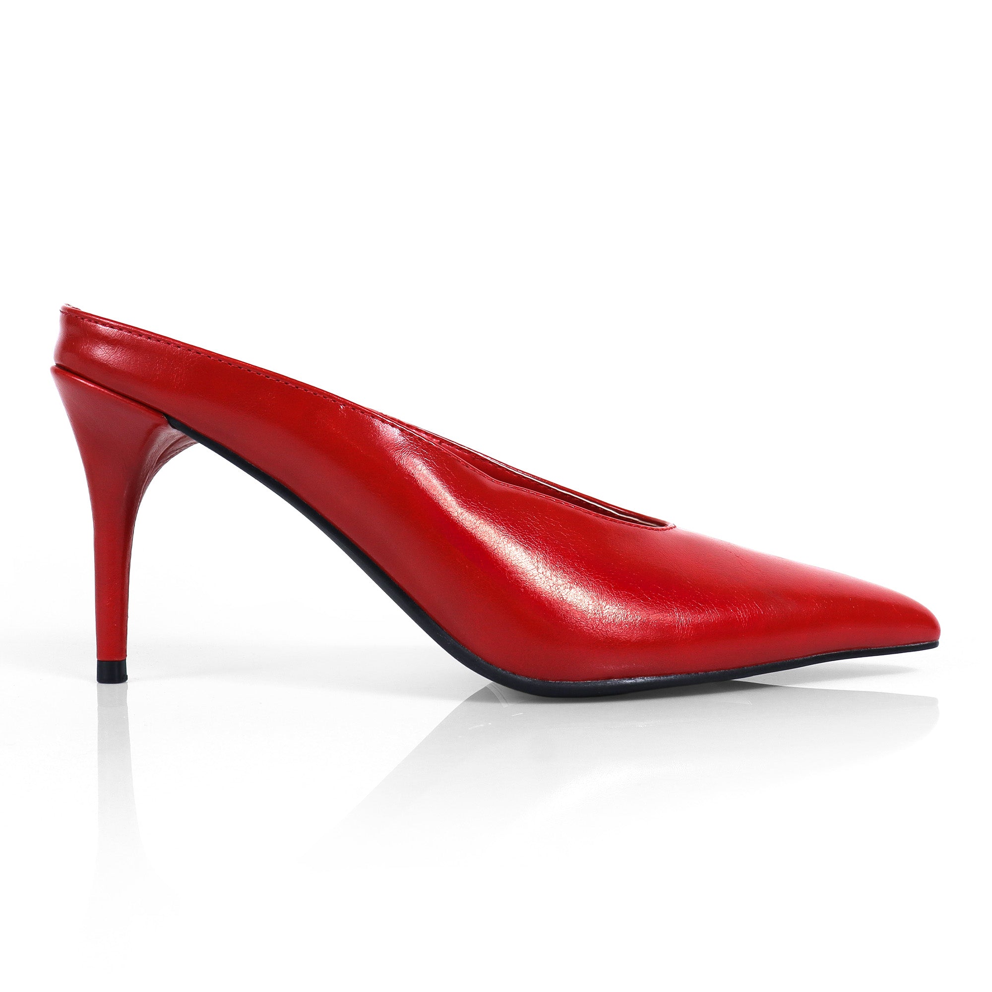 BERED-1 POINTED TOE MULE W/ HEEL RED