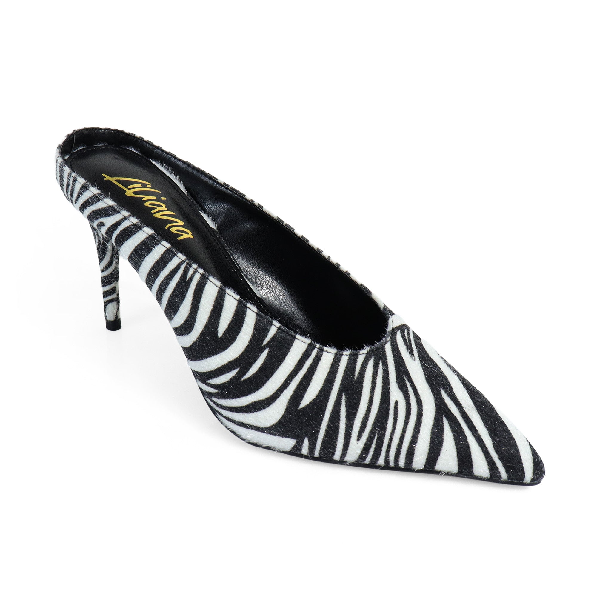 BERED-1 POINTED TOE MULE W/ HEEL ZEBRA