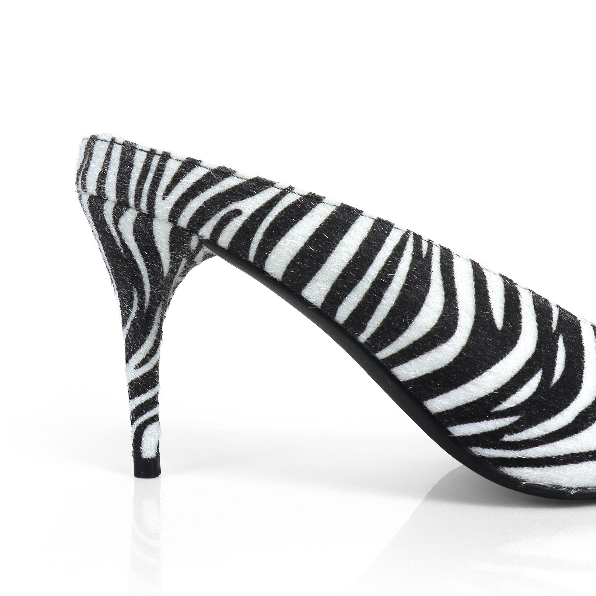 BERED-1 POINTED TOE MULE W/ HEEL ZEBRA