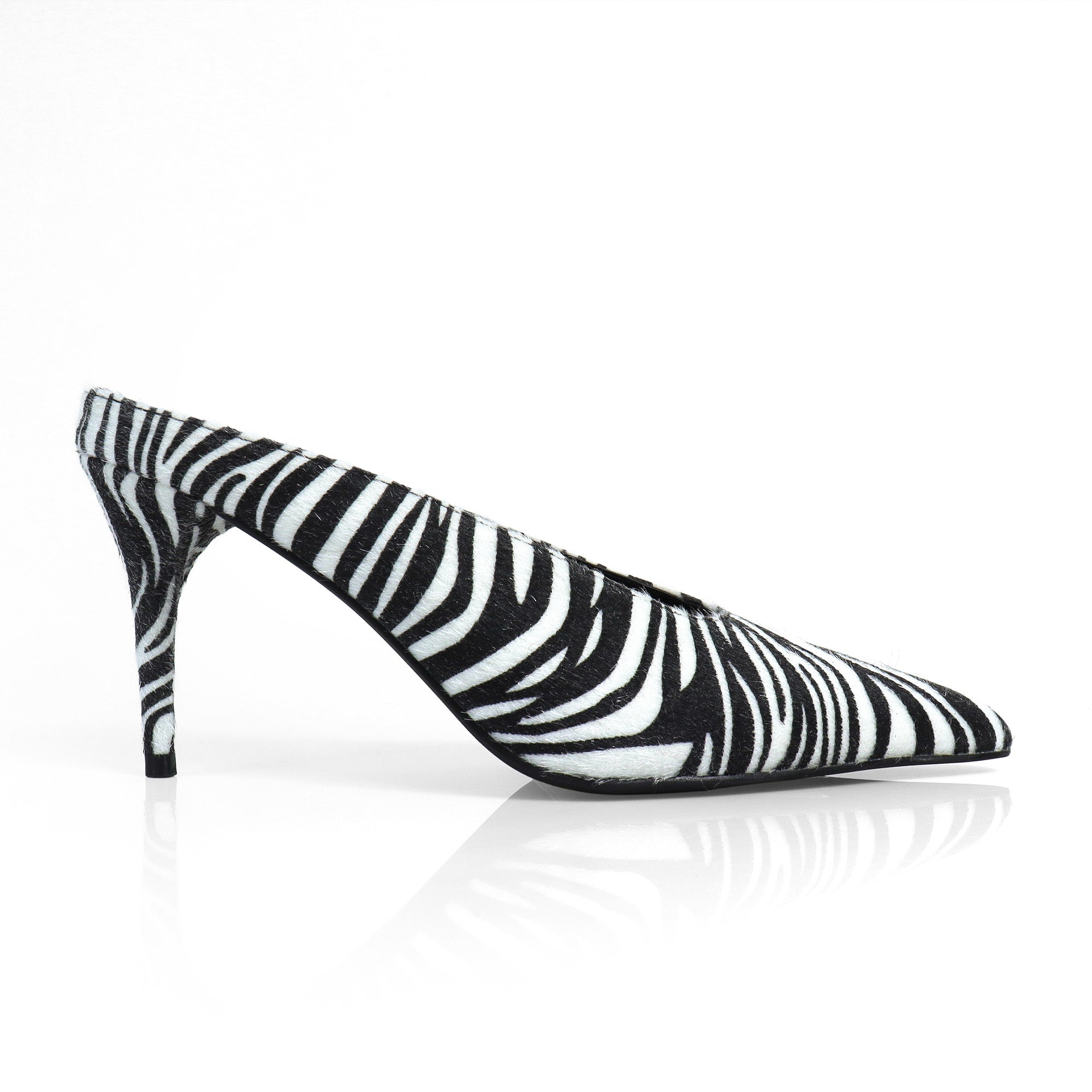 BERED-1 POINTED TOE MULE W/ HEEL ZEBRA