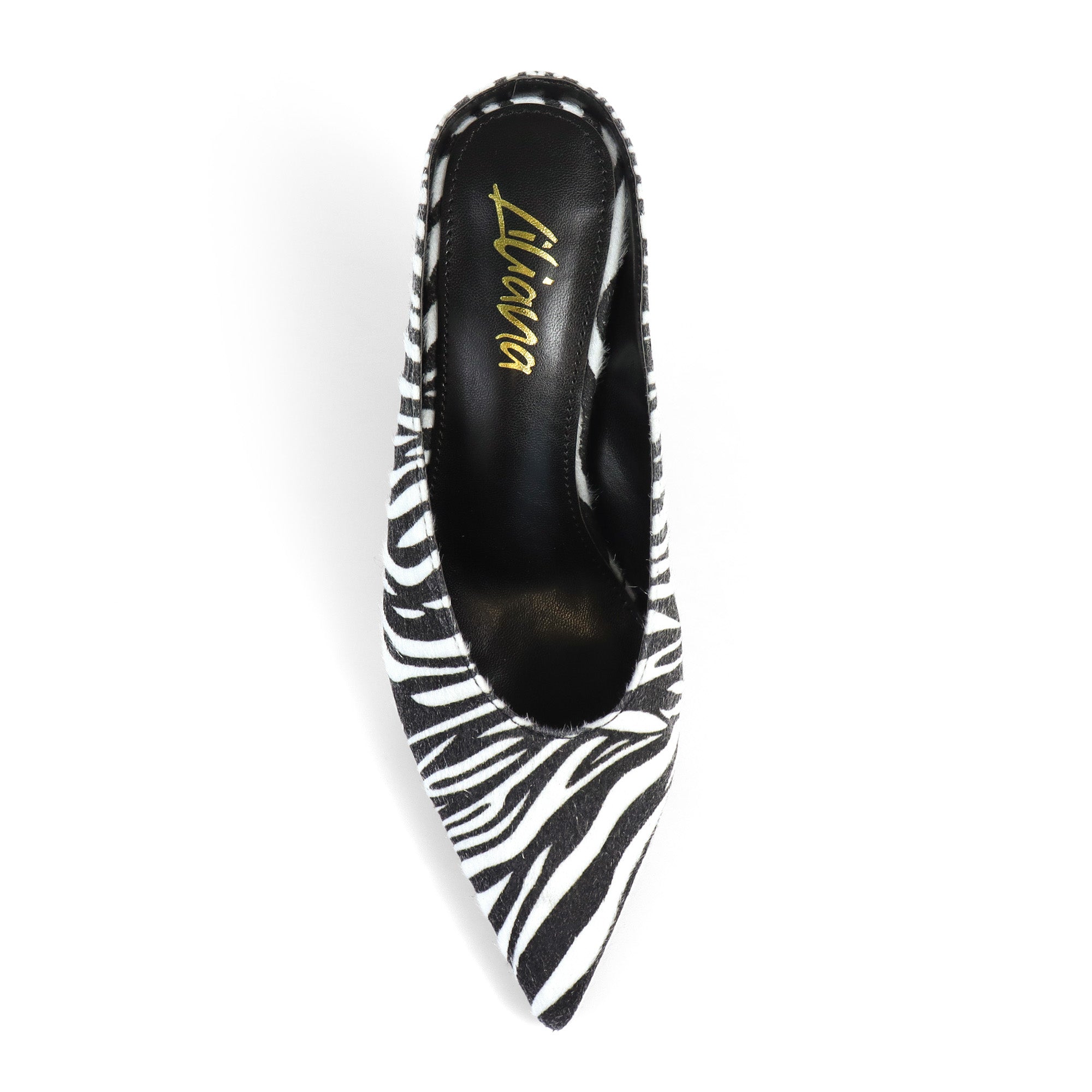 BERED-1 POINTED TOE MULE W/ HEEL ZEBRA