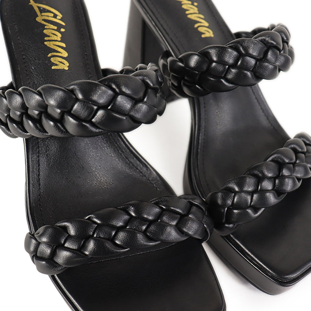 BETRIX-1 BRAIDED WITH CHUNCKY HEEL-BLACK