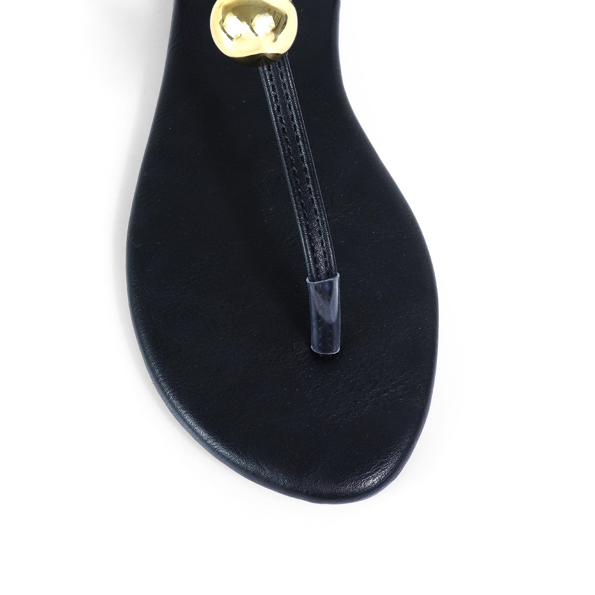 BETTI-1 METAL BALL THONG FLAT SANDAL BLACK
