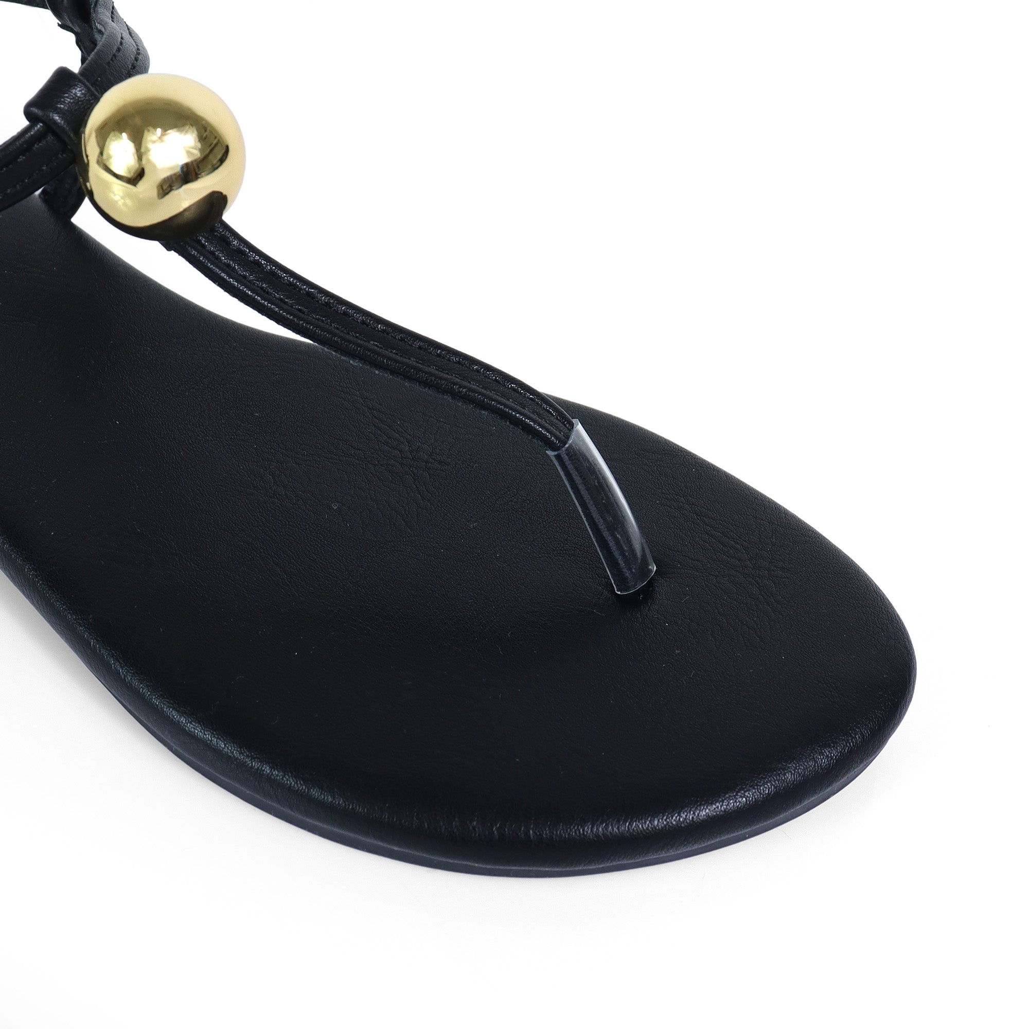 BETTI-1 METAL BALL THONG FLAT SANDAL BLACK