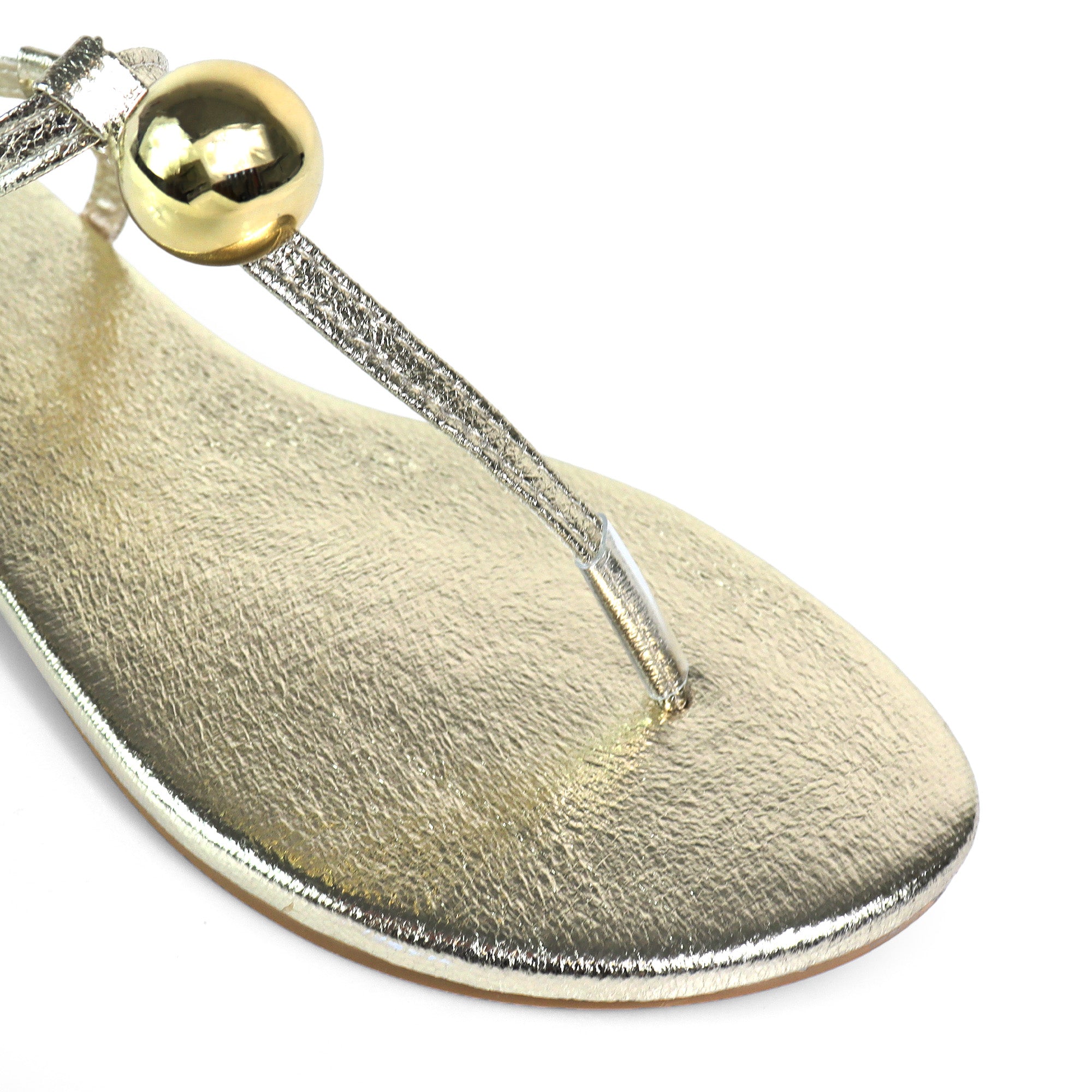 BETTI-1 METAL BALL THONG FLAT SANDAL GOLD