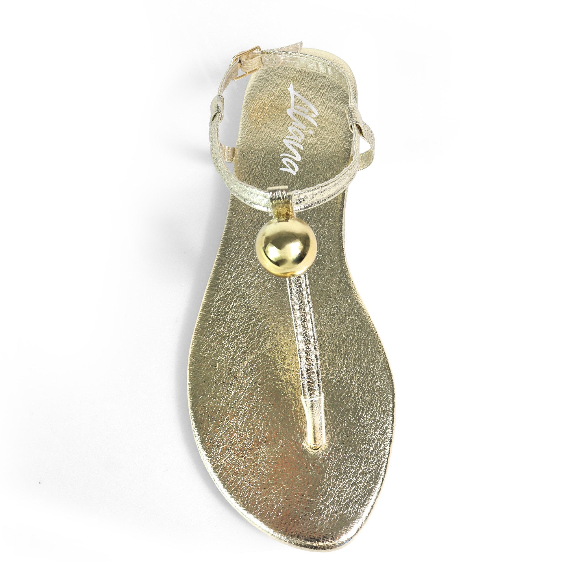 BETTI-1 METAL BALL THONG FLAT SANDAL GOLD