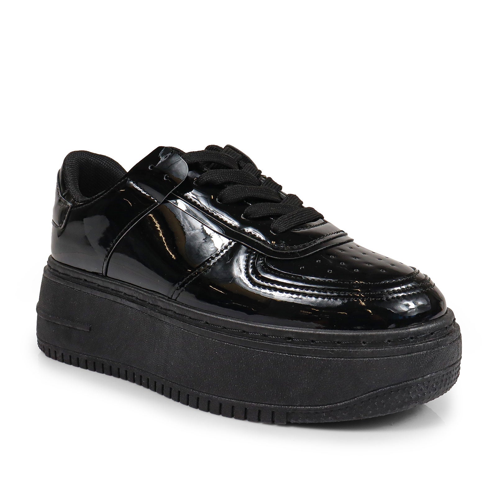 BILLIE-1 THICK SOLE RETRO PATENT SNEAKER BLACK
