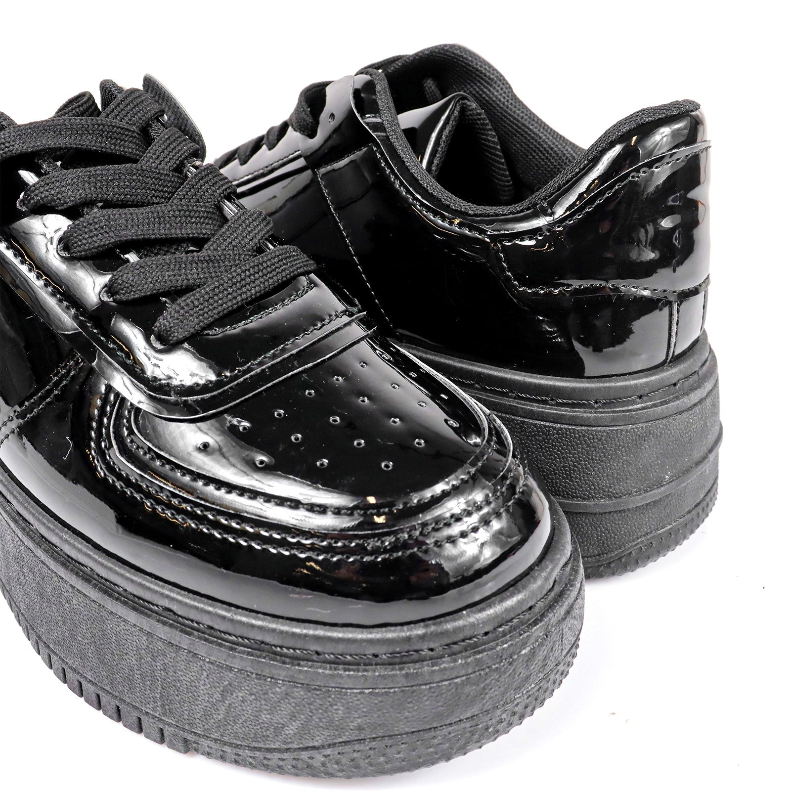 BILLIE-1 THICK SOLE RETRO PATENT SNEAKER BLACK