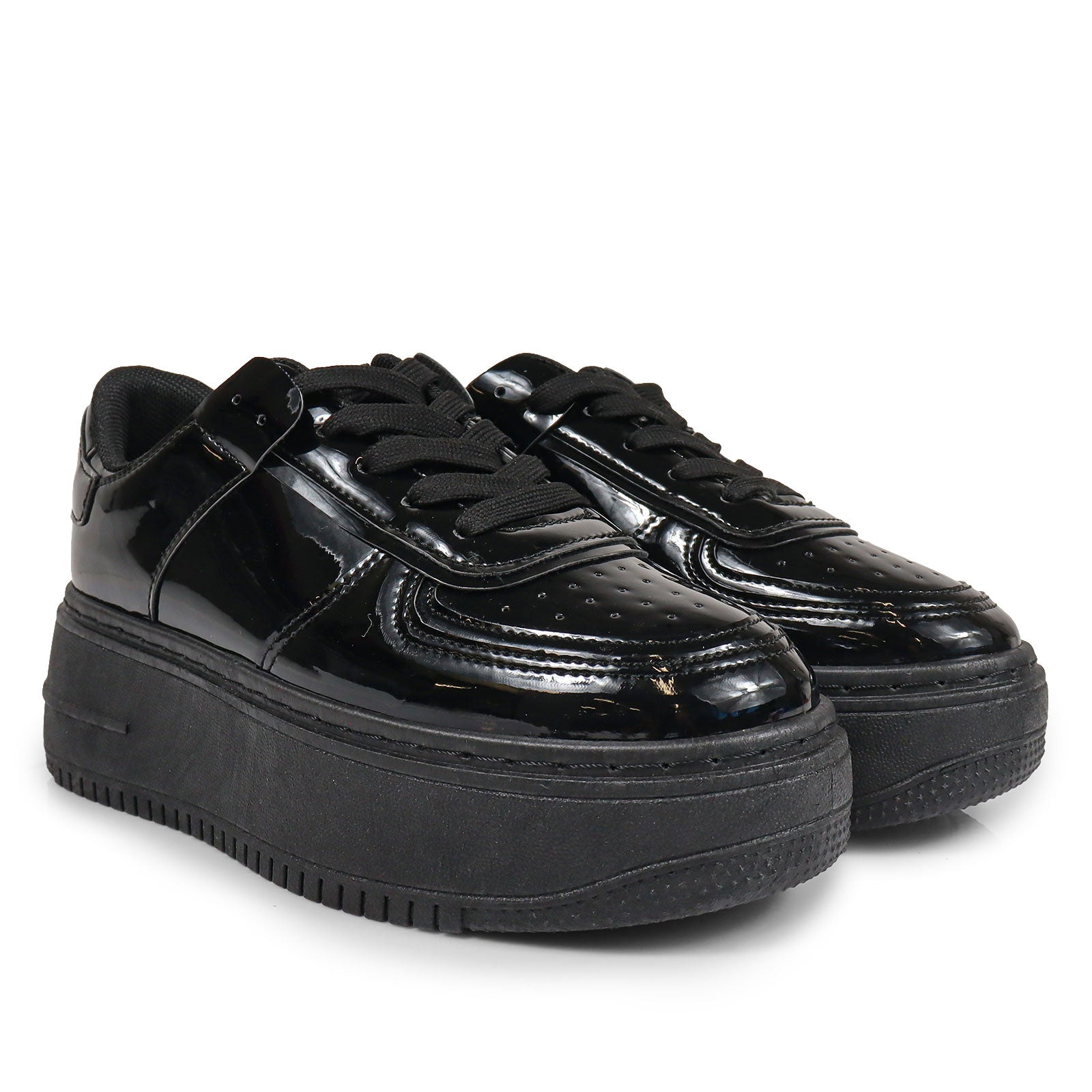 BILLIE-1 THICK SOLE RETRO PATENT SNEAKER BLACK