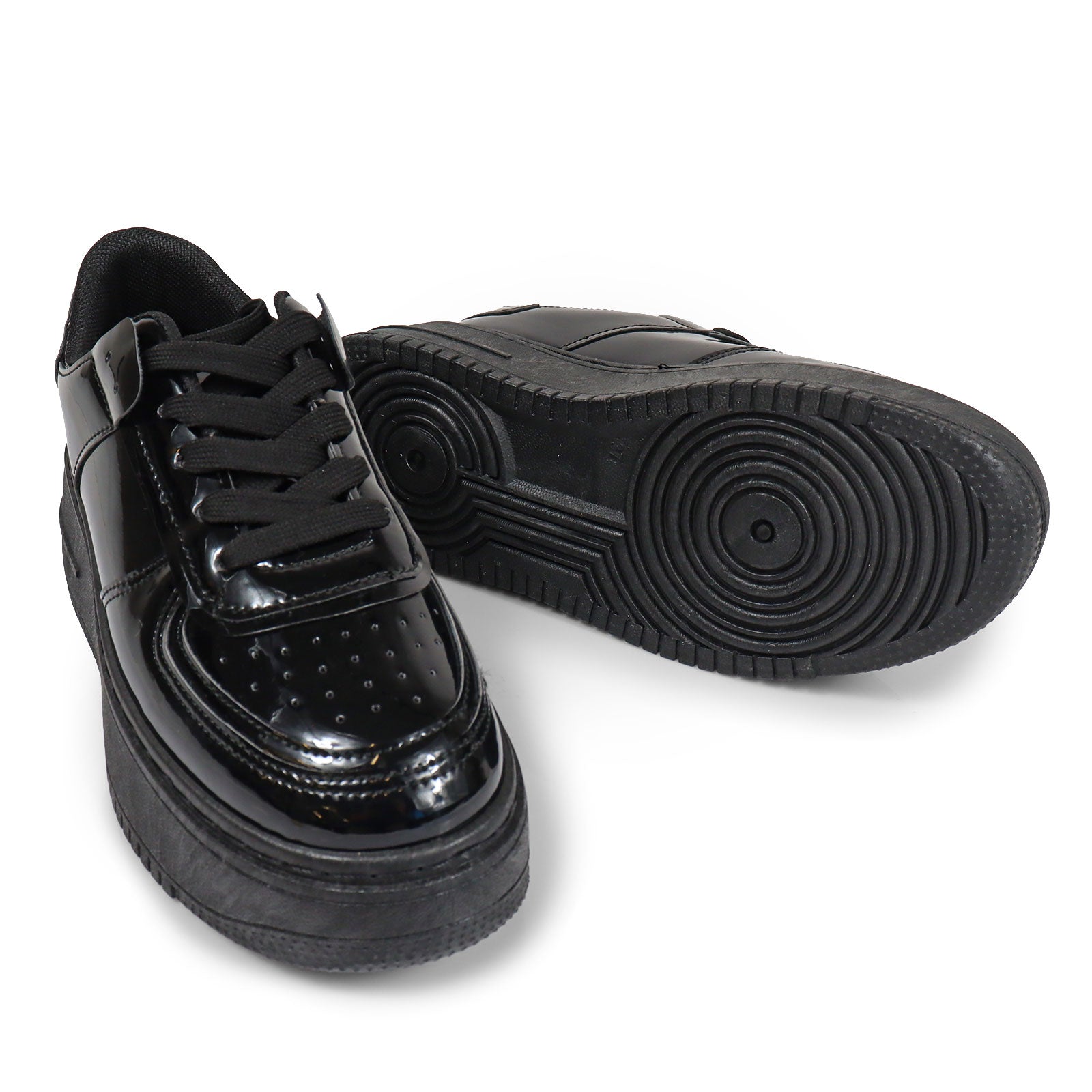 BILLIE-1 THICK SOLE RETRO PATENT SNEAKER BLACK