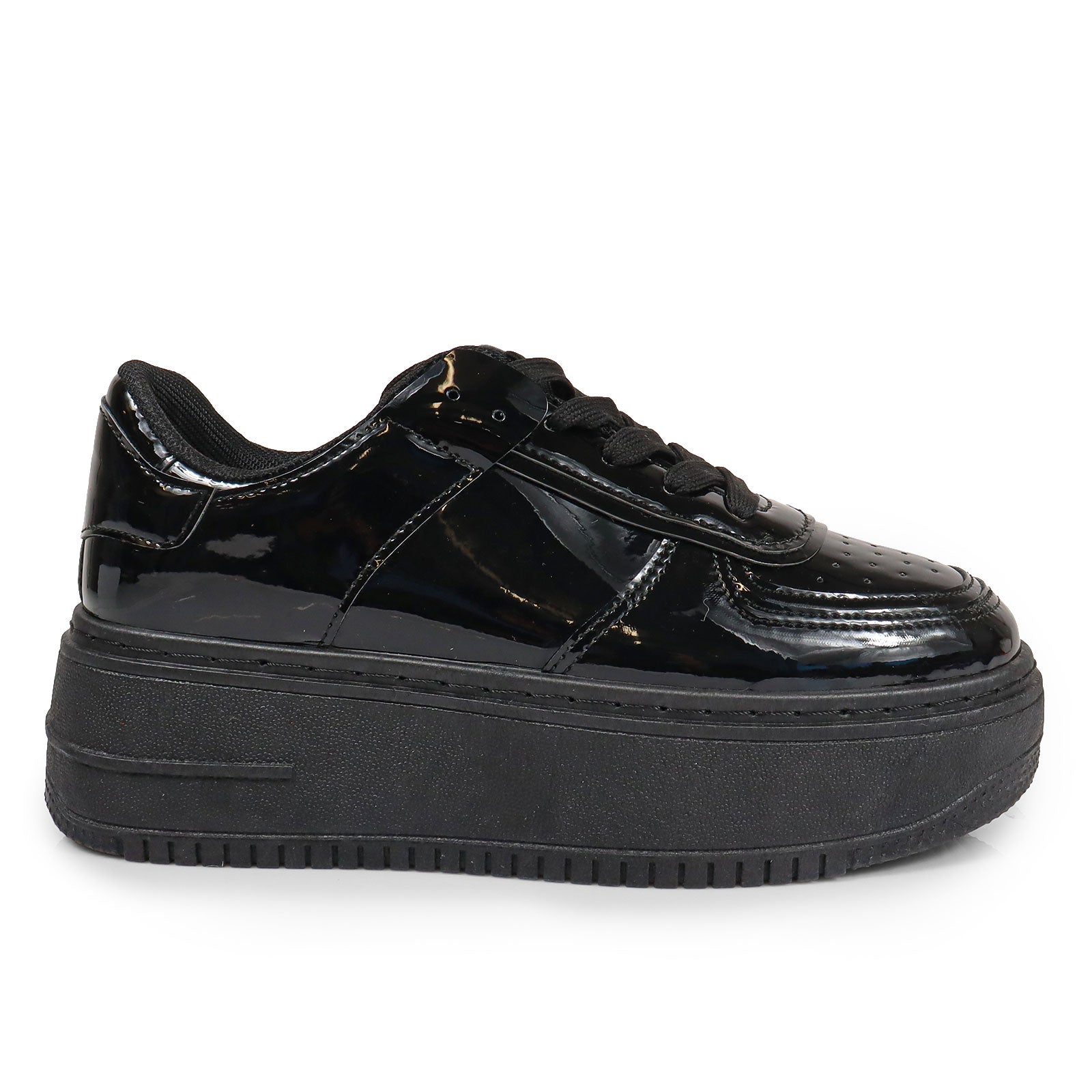 BILLIE-1 THICK SOLE RETRO PATENT SNEAKER BLACK