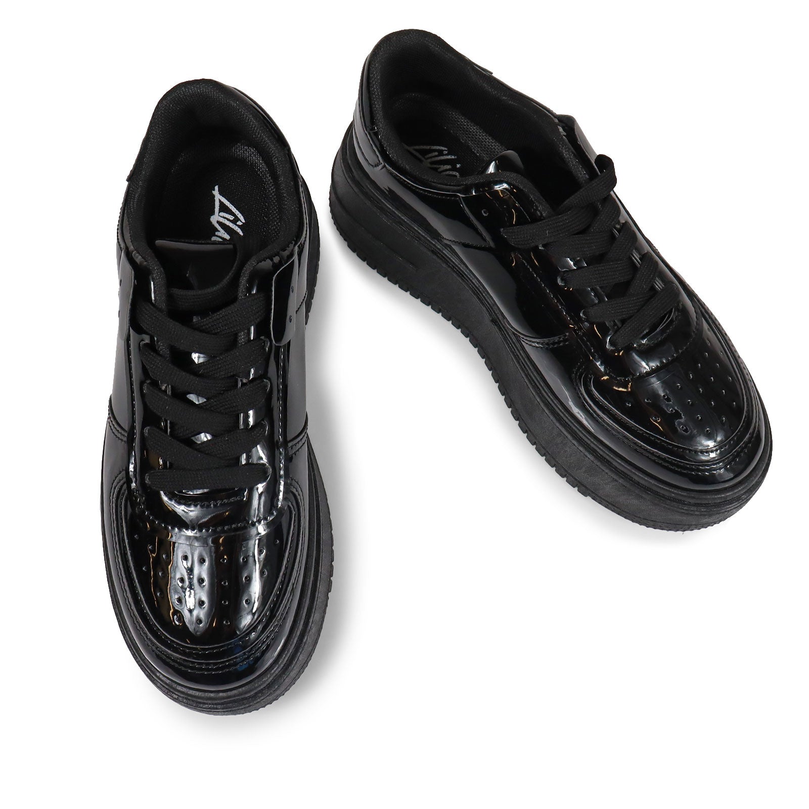 BILLIE-1 THICK SOLE RETRO PATENT SNEAKER BLACK