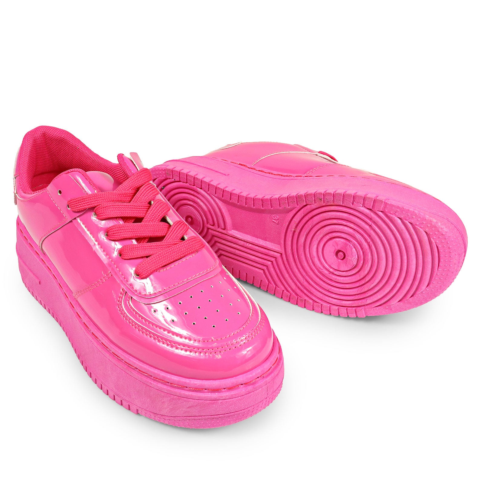 BILLIE-1 THICK SOLE RETRO PATENT SNEAKER BUBBLEGUM PINK