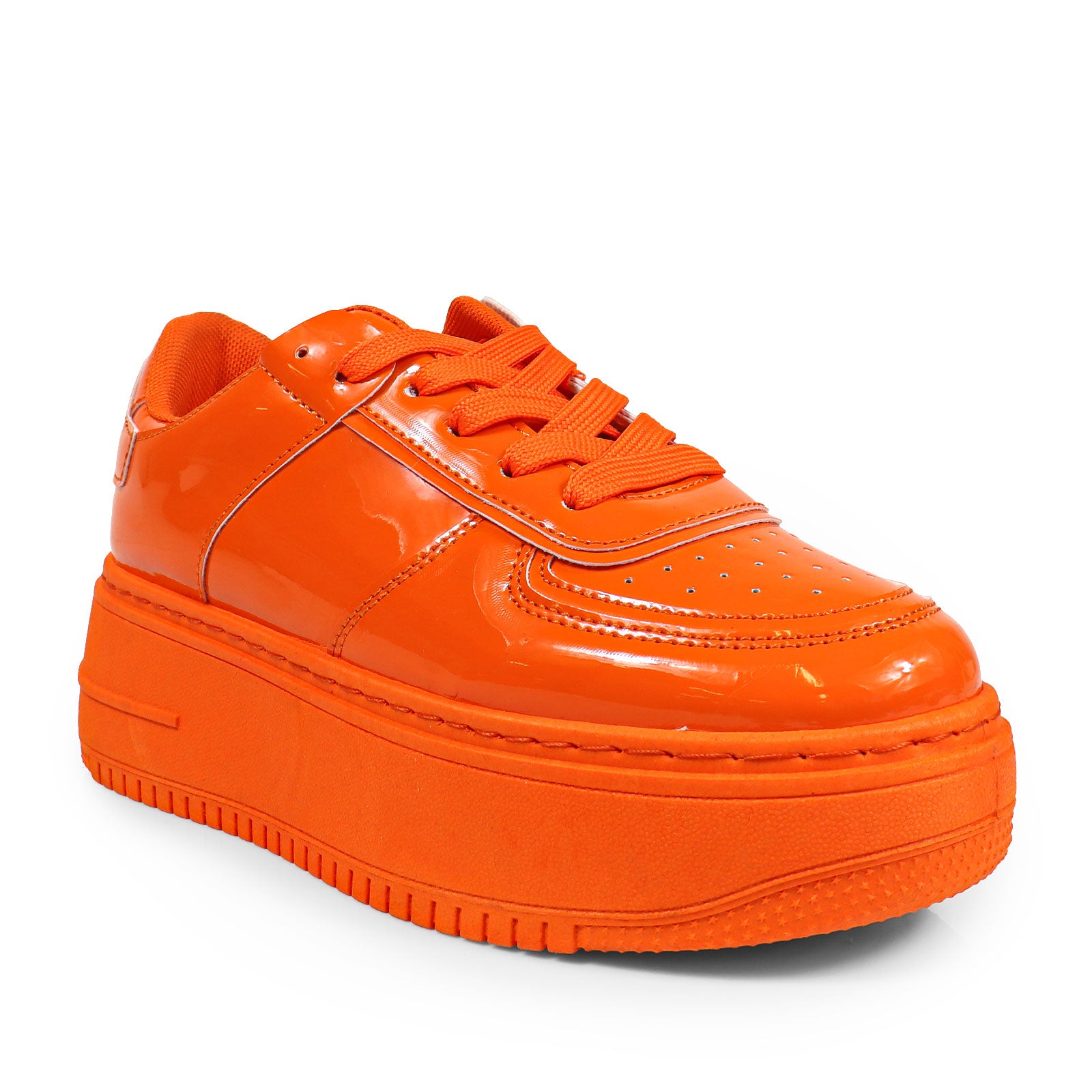 BILLIE-1 THICK SOLE RETRO PATENT SNEAKER ORANGE