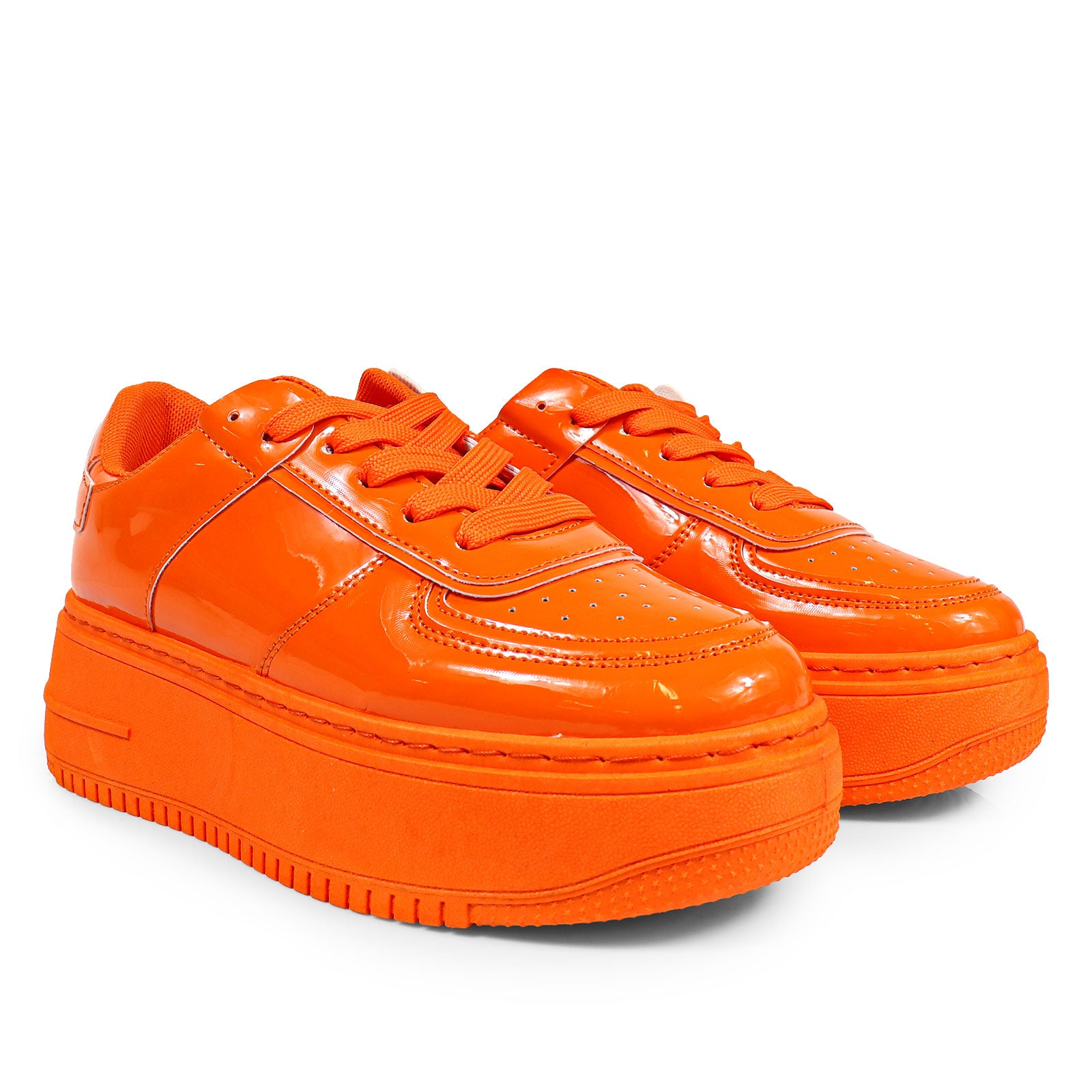 BILLIE-1 THICK SOLE RETRO PATENT SNEAKER ORANGE