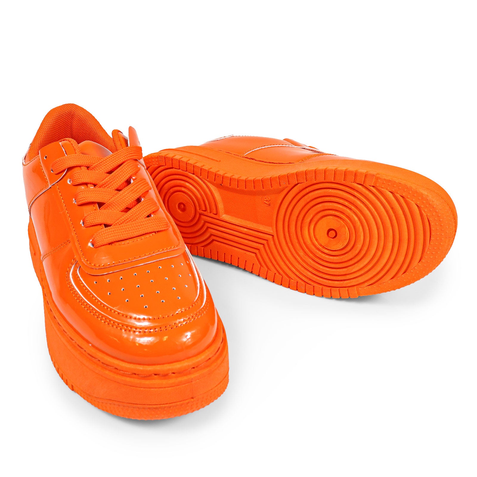 BILLIE-1 THICK SOLE RETRO PATENT SNEAKER ORANGE