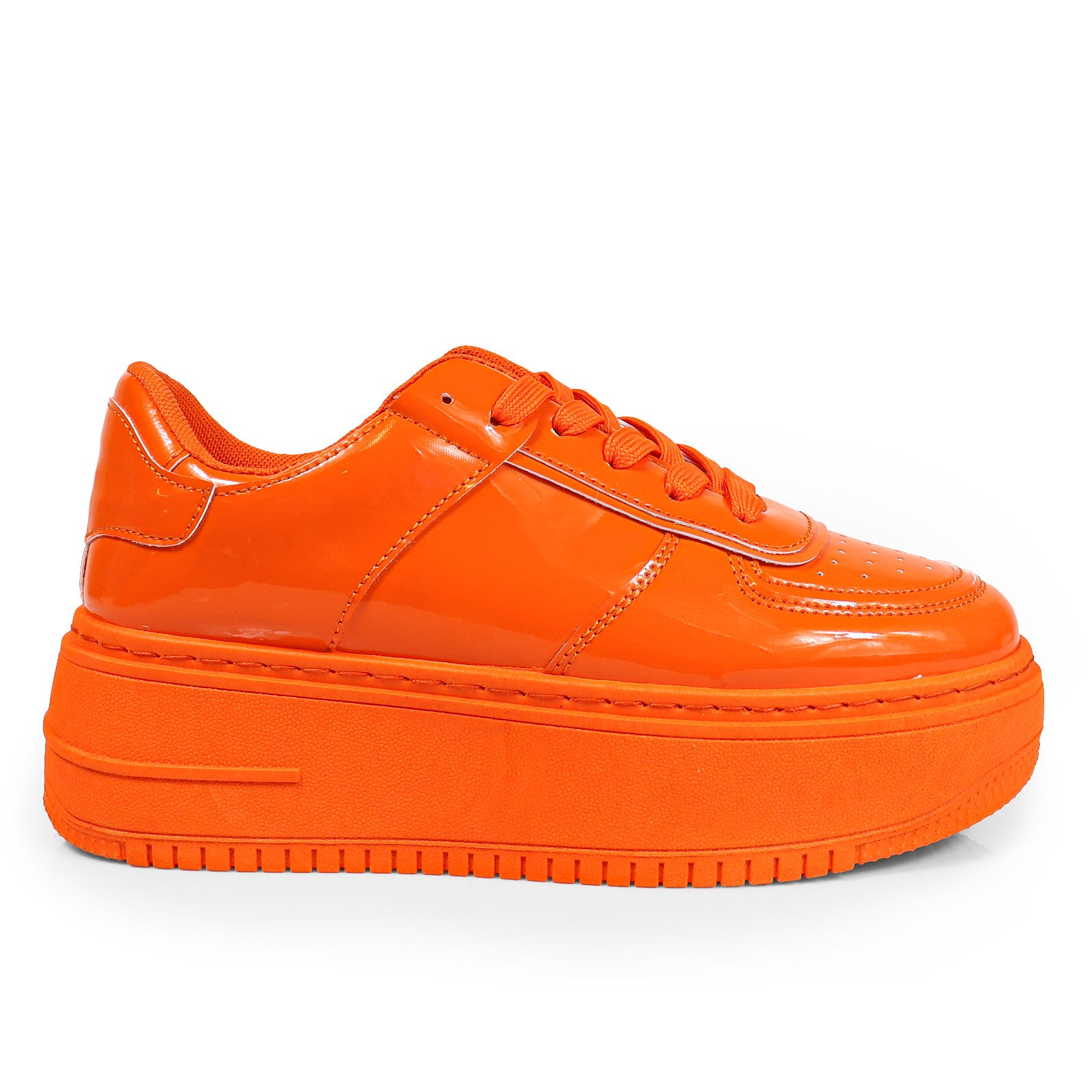 BILLIE-1 THICK SOLE RETRO PATENT SNEAKER ORANGE