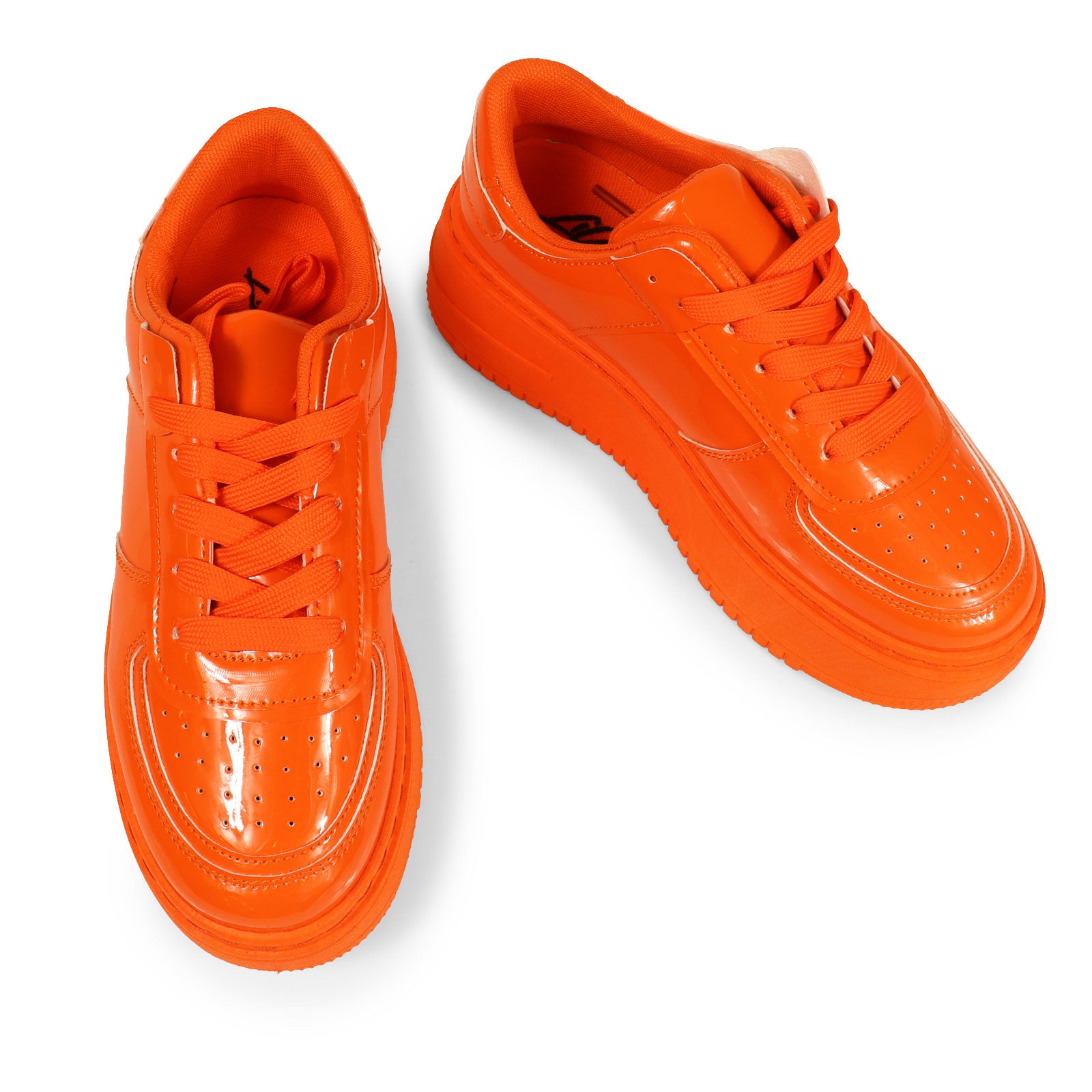 BILLIE-1 THICK SOLE RETRO PATENT SNEAKER ORANGE