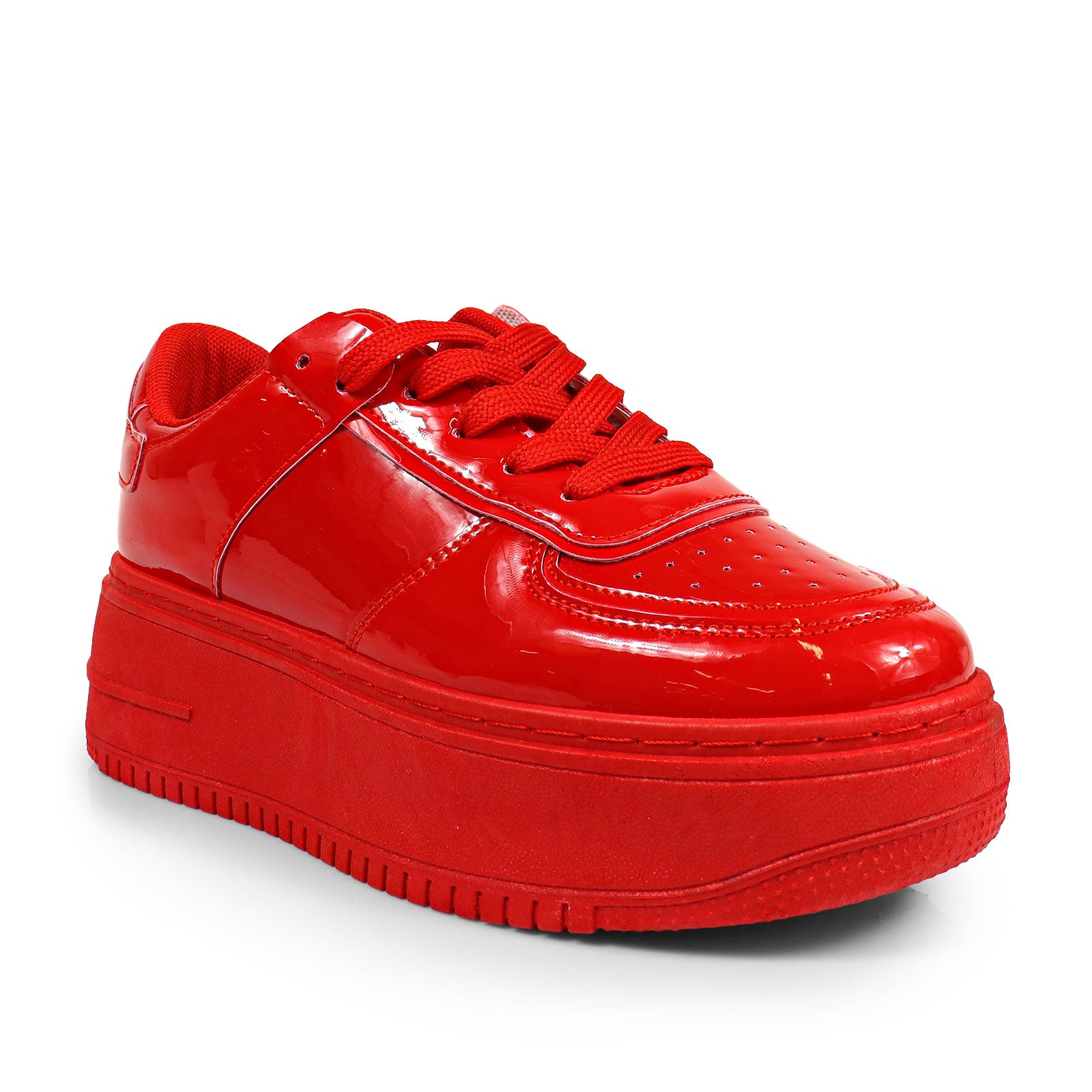 BILLIE-1 THICK SOLE RETRO PATENT SNEAKER RED
