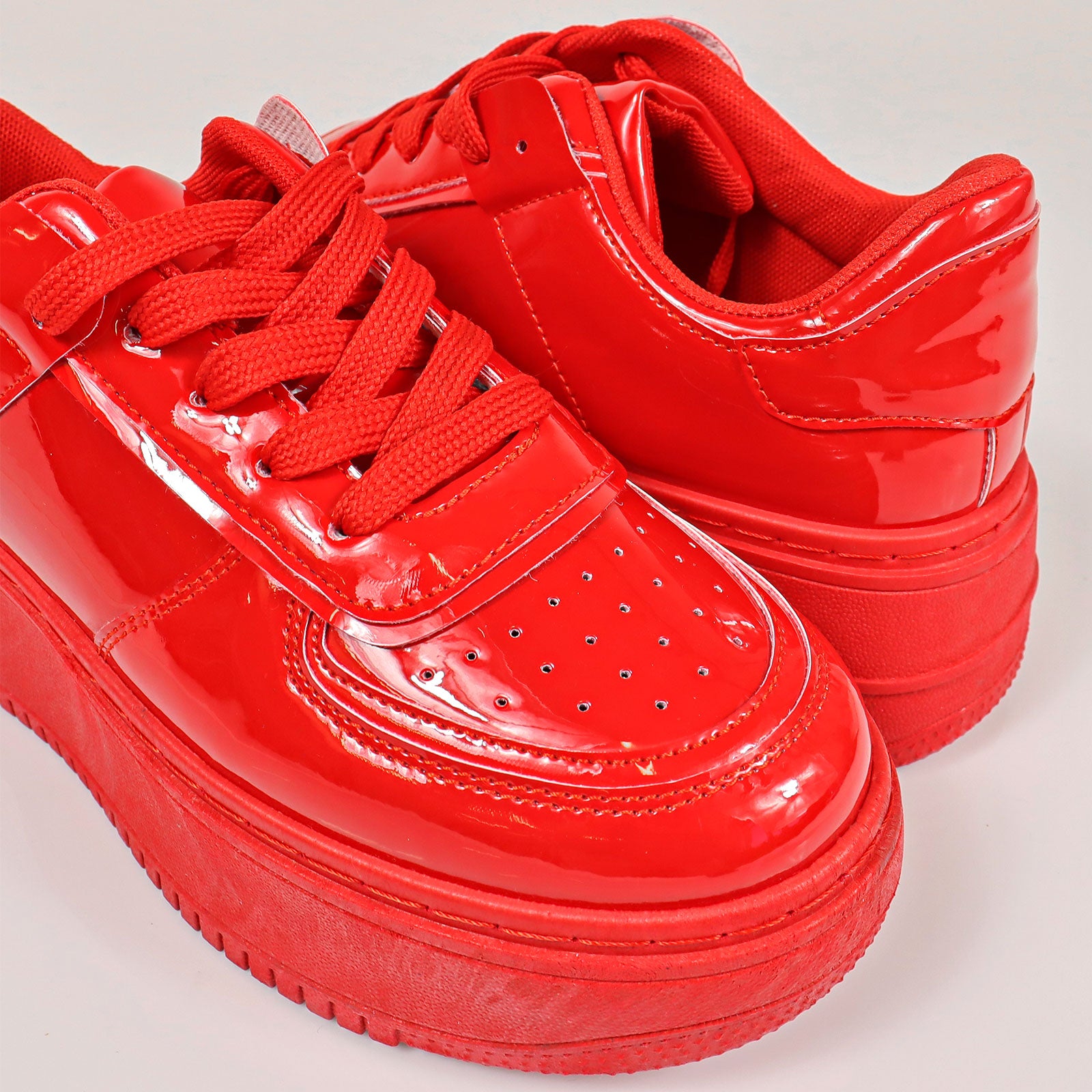BILLIE-1 THICK SOLE RETRO PATENT SNEAKER RED
