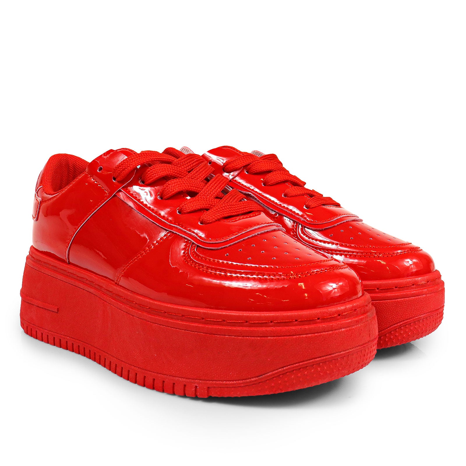 BILLIE-1 THICK SOLE RETRO PATENT SNEAKER RED