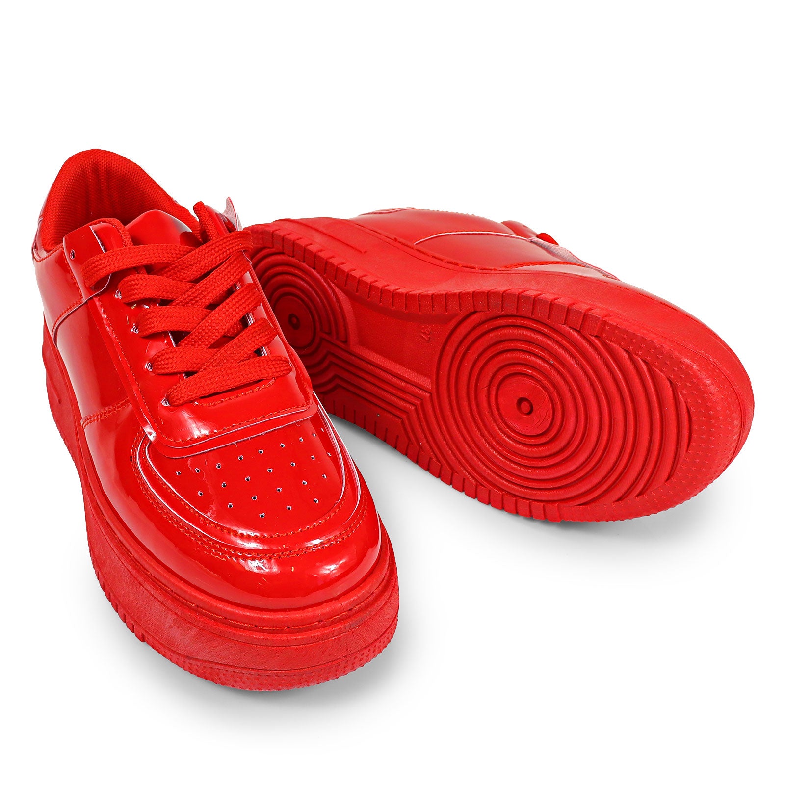 BILLIE-1 THICK SOLE RETRO PATENT SNEAKER RED