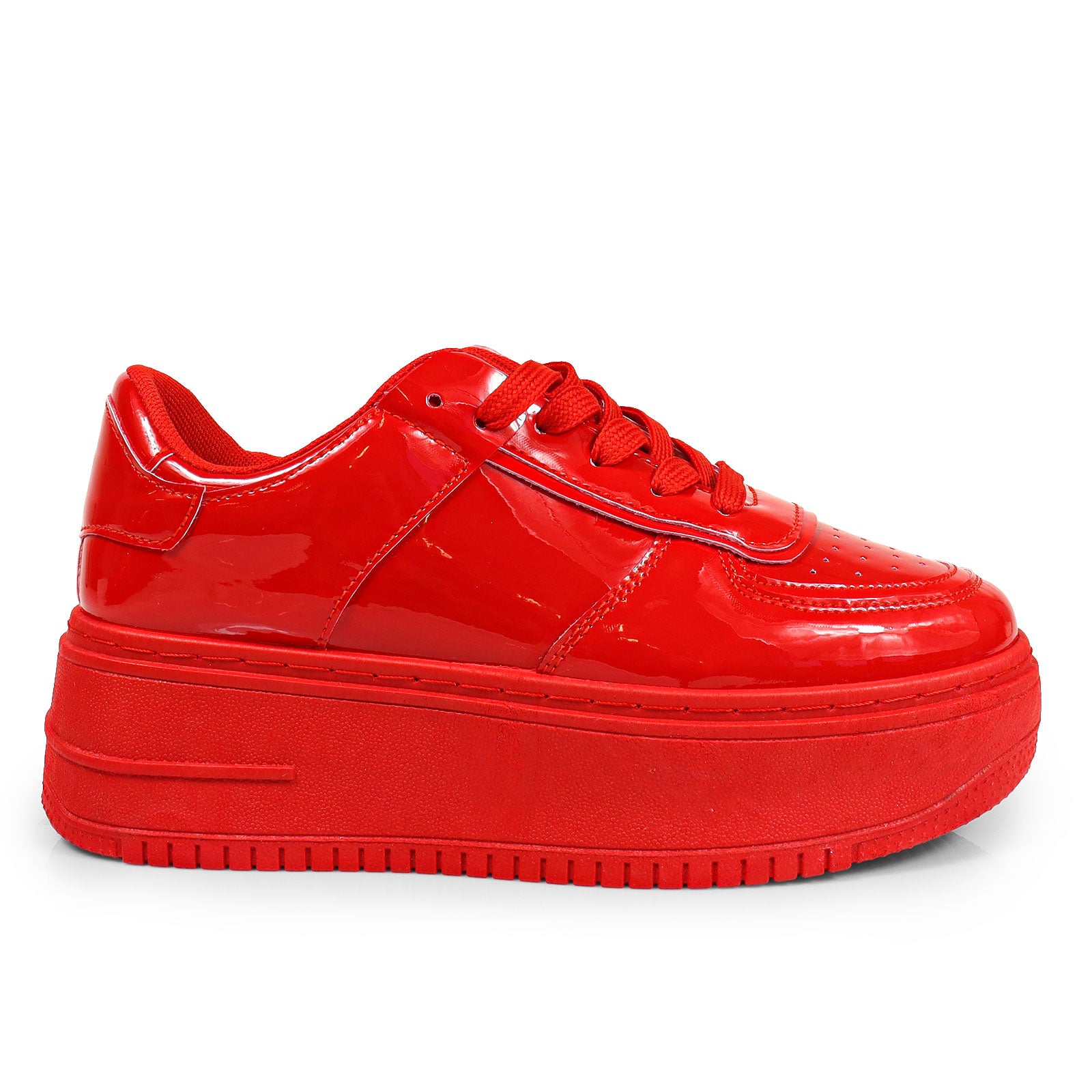 BILLIE-1 THICK SOLE RETRO PATENT SNEAKER RED