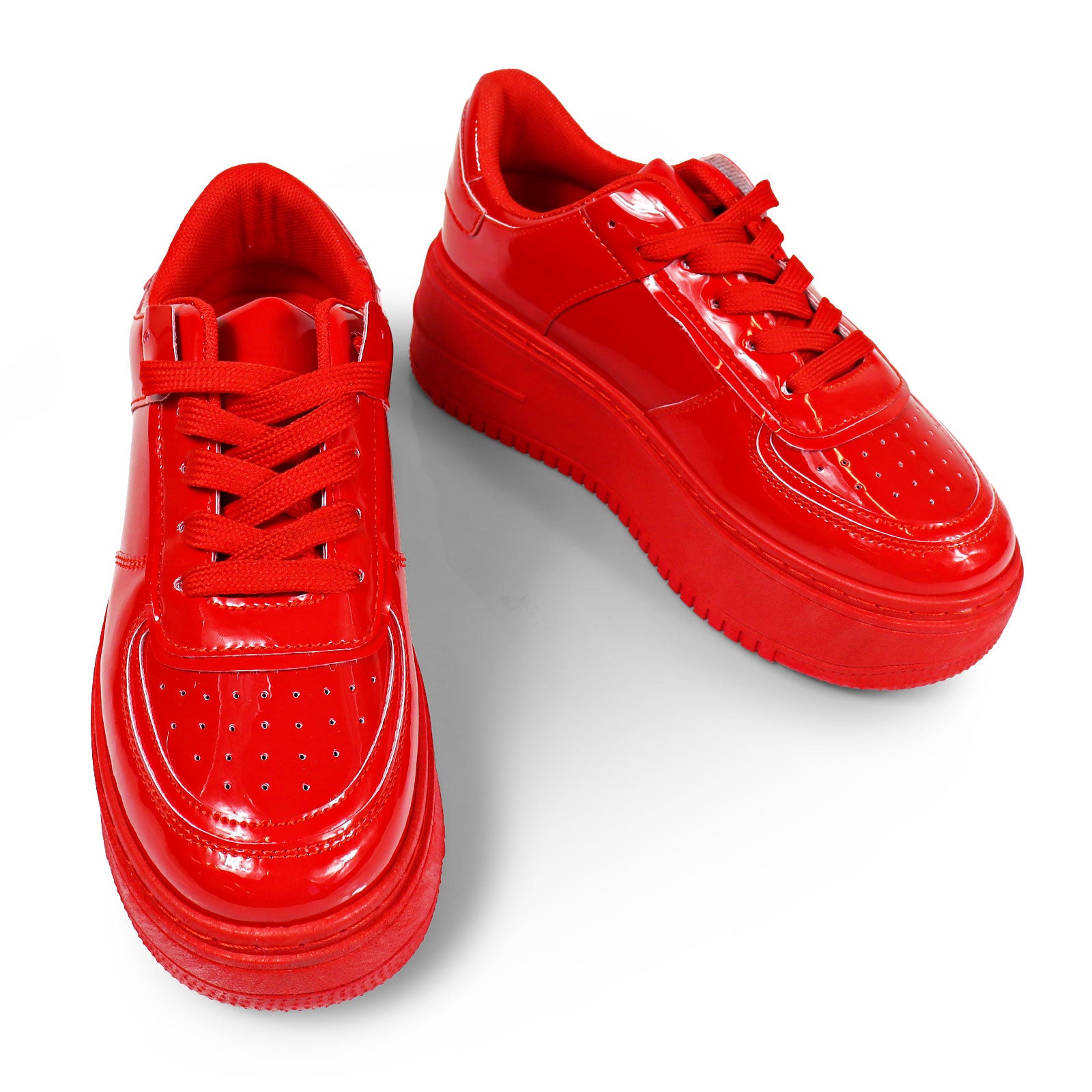 BILLIE-1 THICK SOLE RETRO PATENT SNEAKER RED