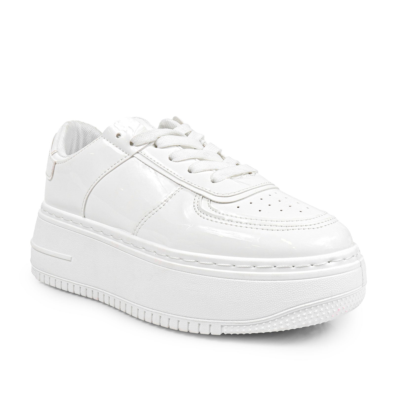 BILLIE-1 THICK SOLE RETRO PATENT SNEAKER WHITE