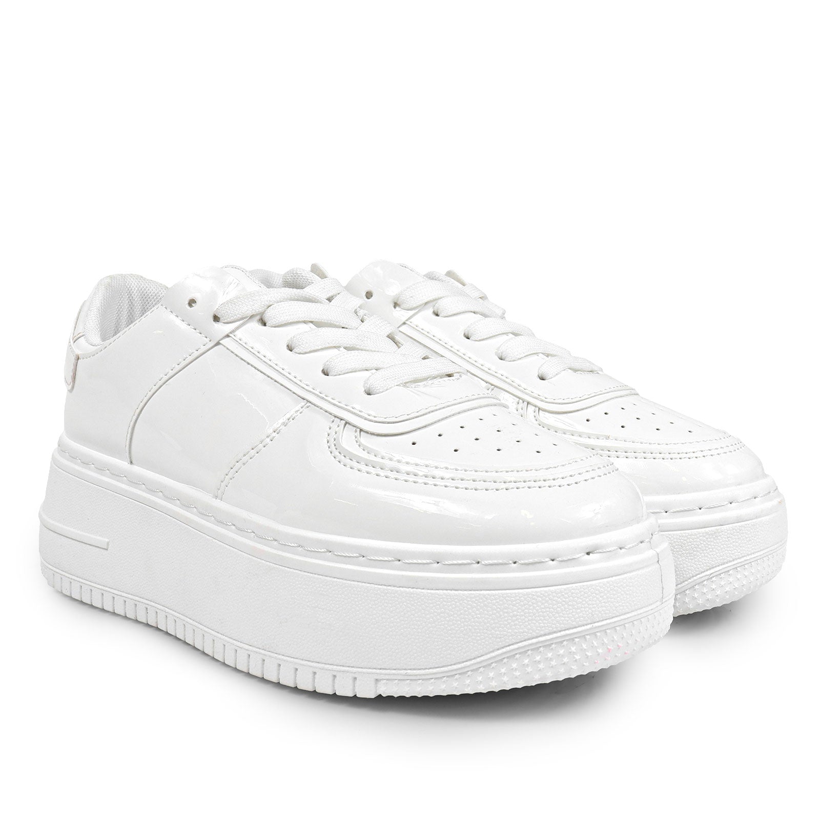 BILLIE-1 THICK SOLE RETRO PATENT SNEAKER WHITE