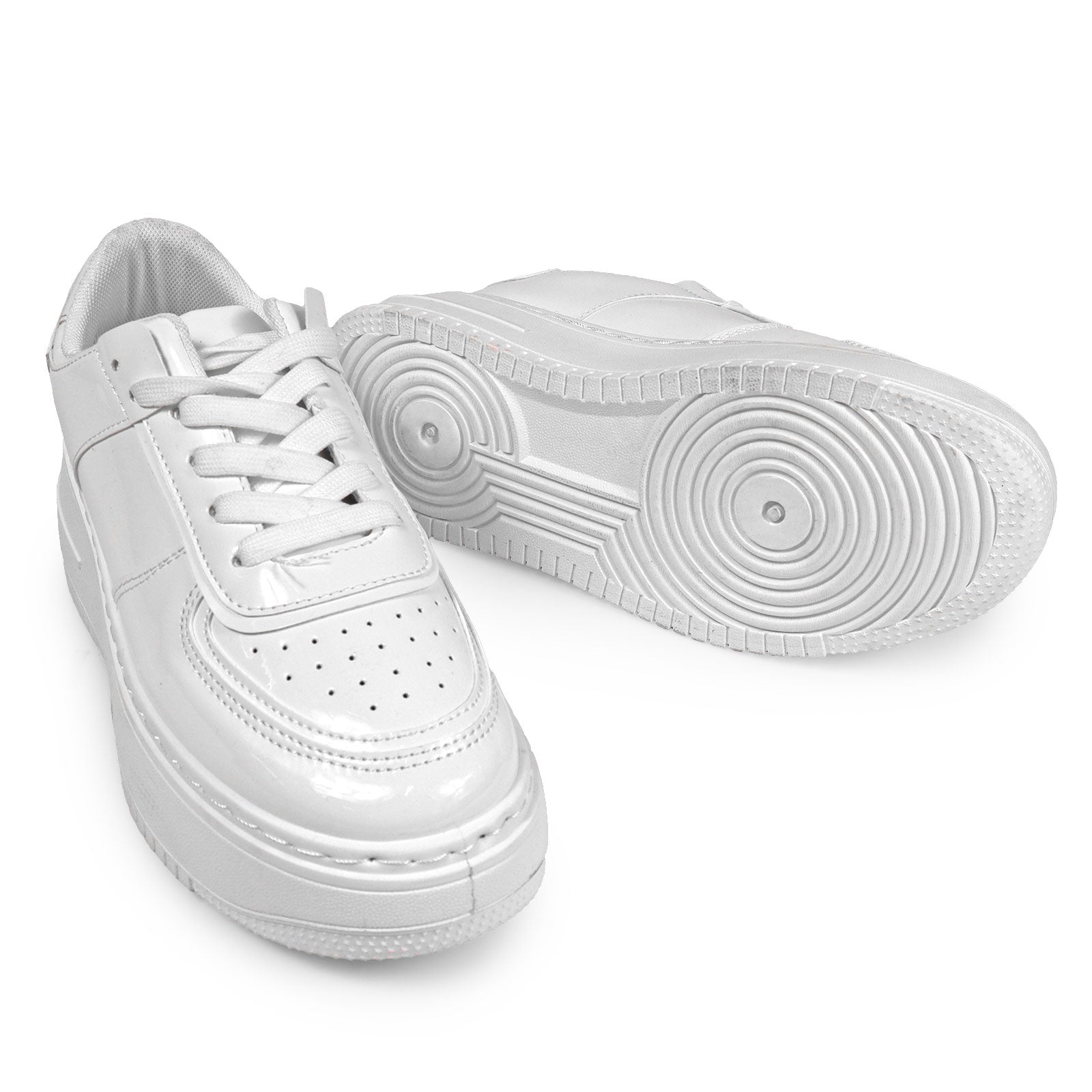 BILLIE-1 THICK SOLE RETRO PATENT SNEAKER WHITE