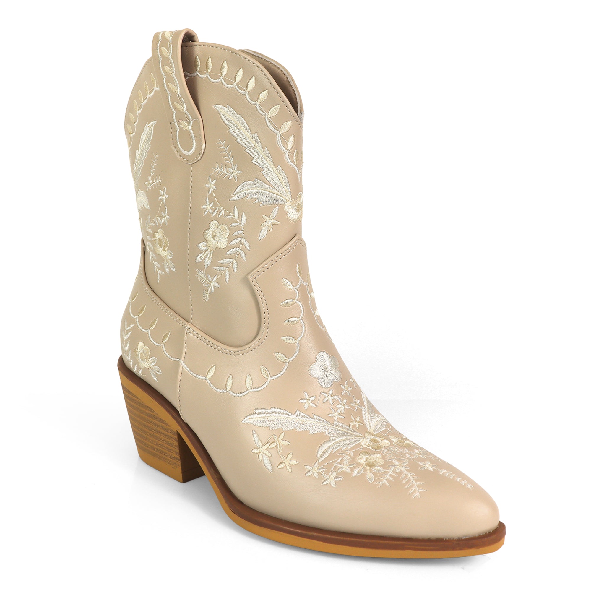 BLAZE-1 EMBBROIDERY COWBOY BOOTIE BEIGE