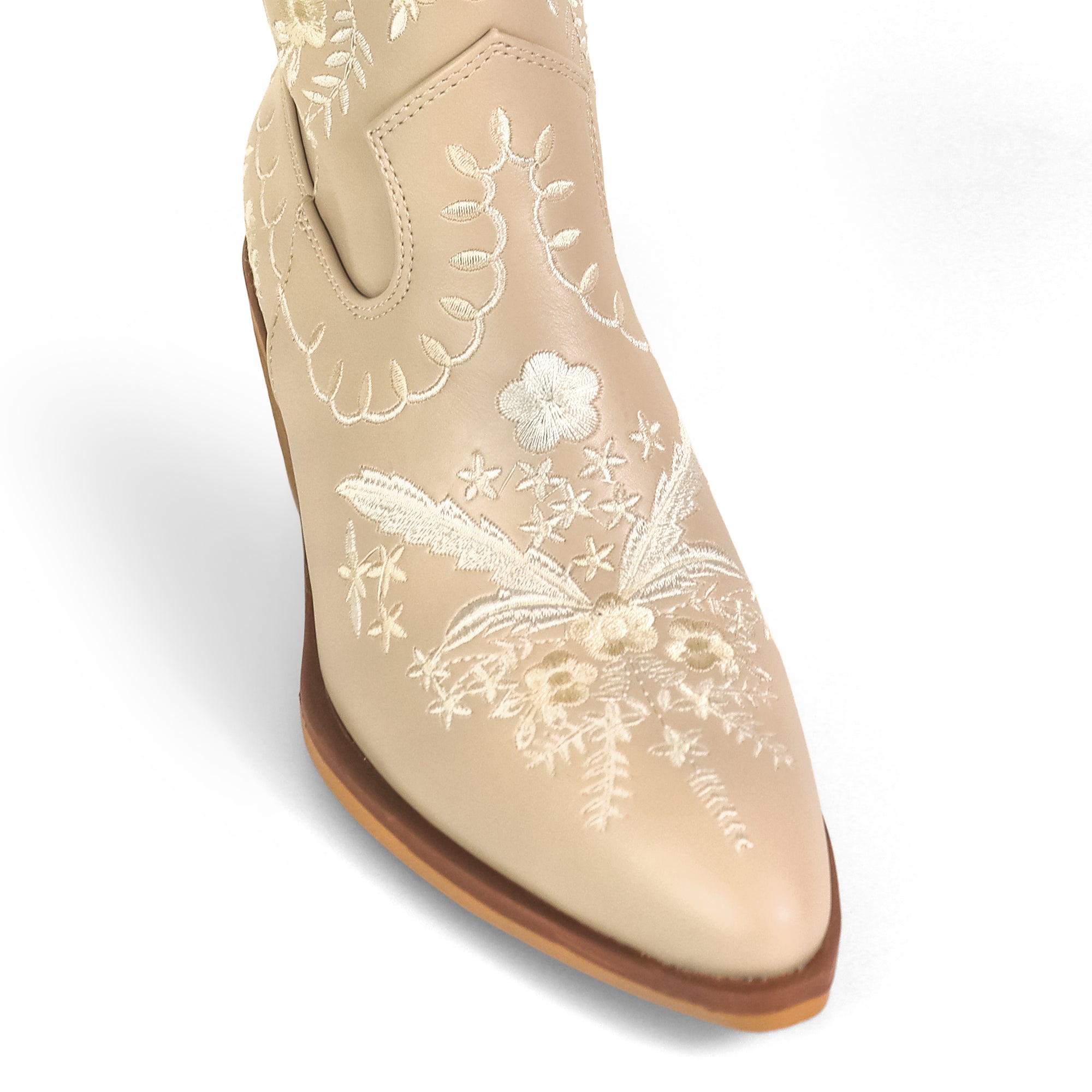 BLAZE-1 EMBBROIDERY COWBOY BOOTIE BEIGE