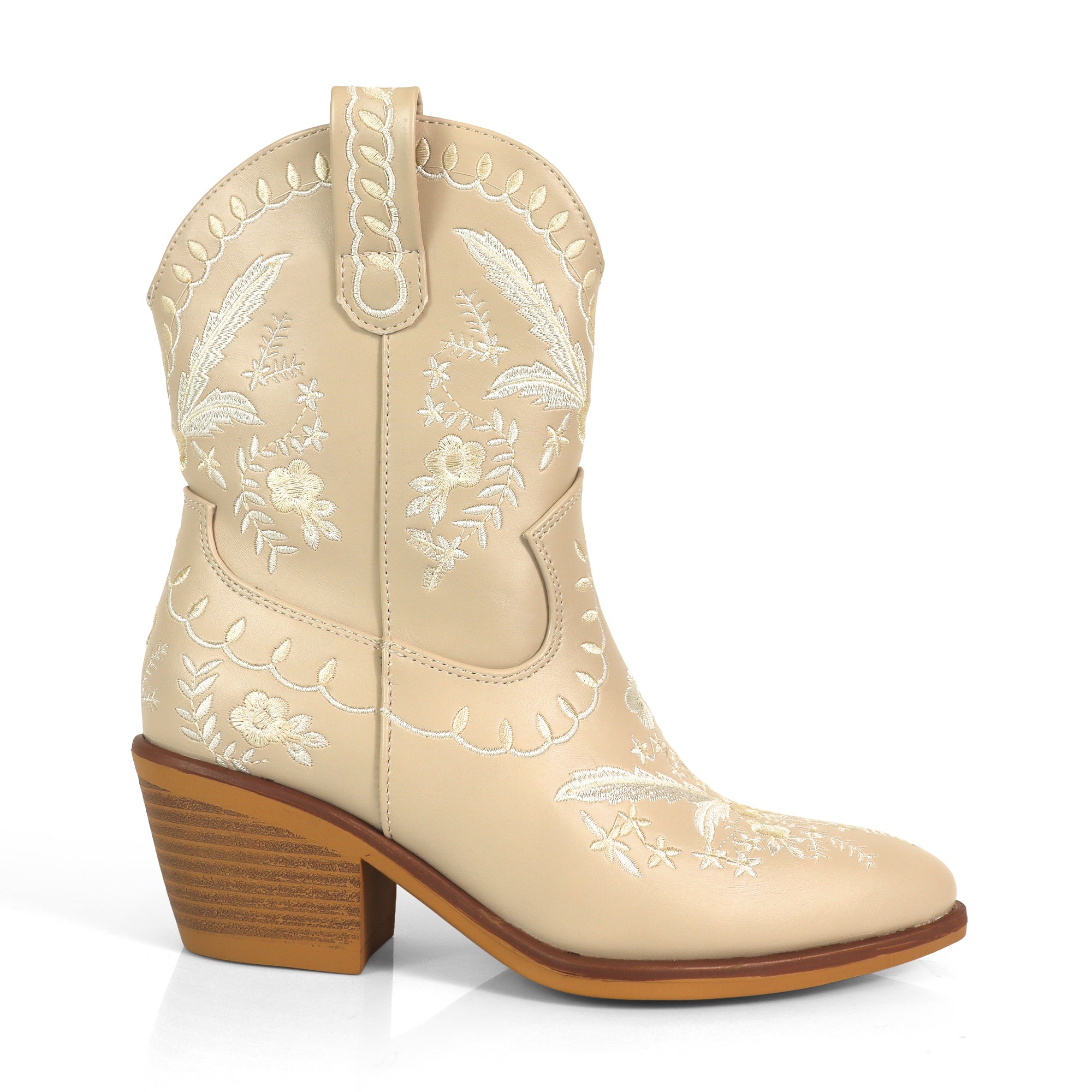 BLAZE-1 EMBBROIDERY COWBOY BOOTIE BEIGE
