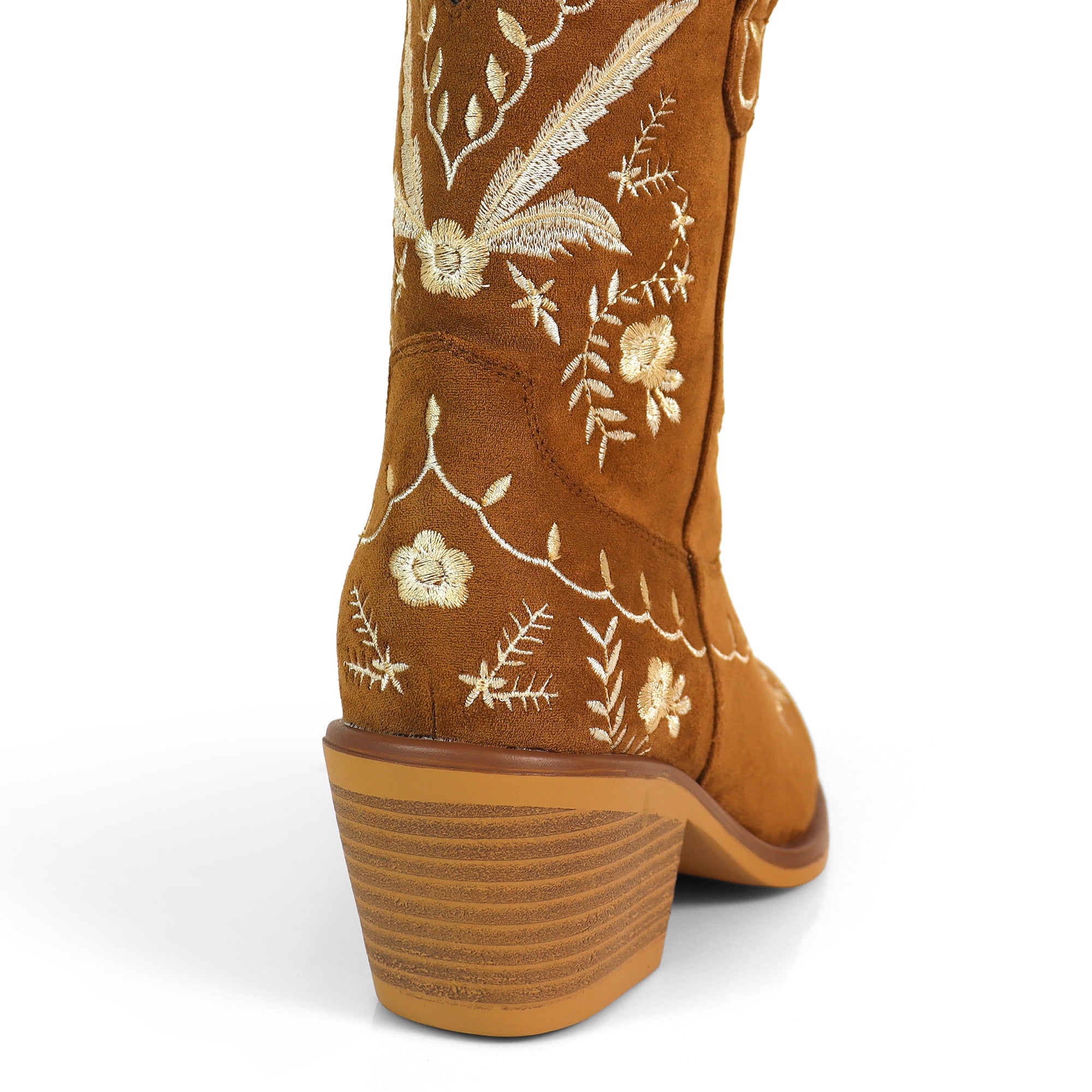 BLAZE-1 EMBBROIDERY COWBOY BOOTIE TAN SUEDE
