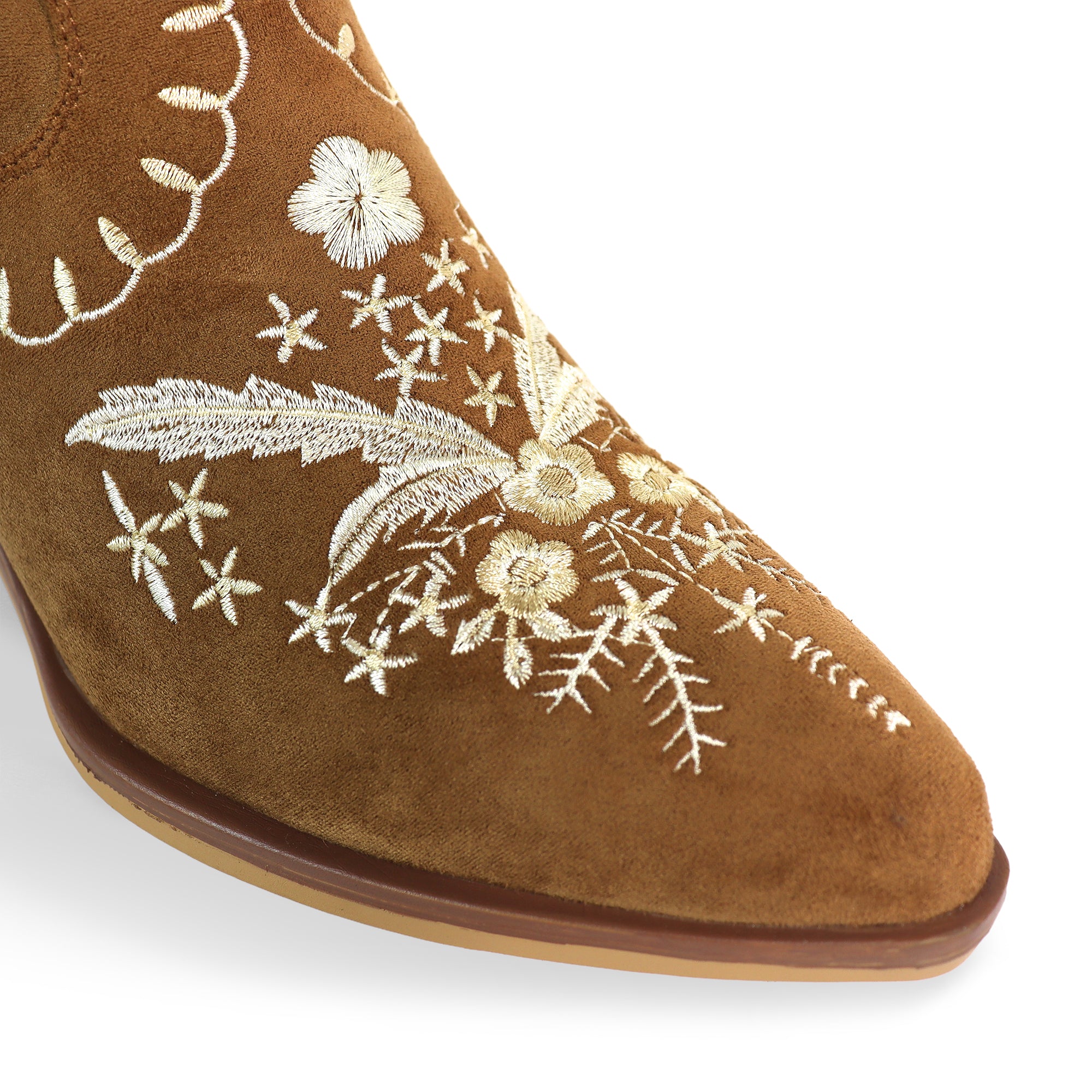 BLAZE-1 EMBBROIDERY COWBOY BOOTIE TAN SUEDE