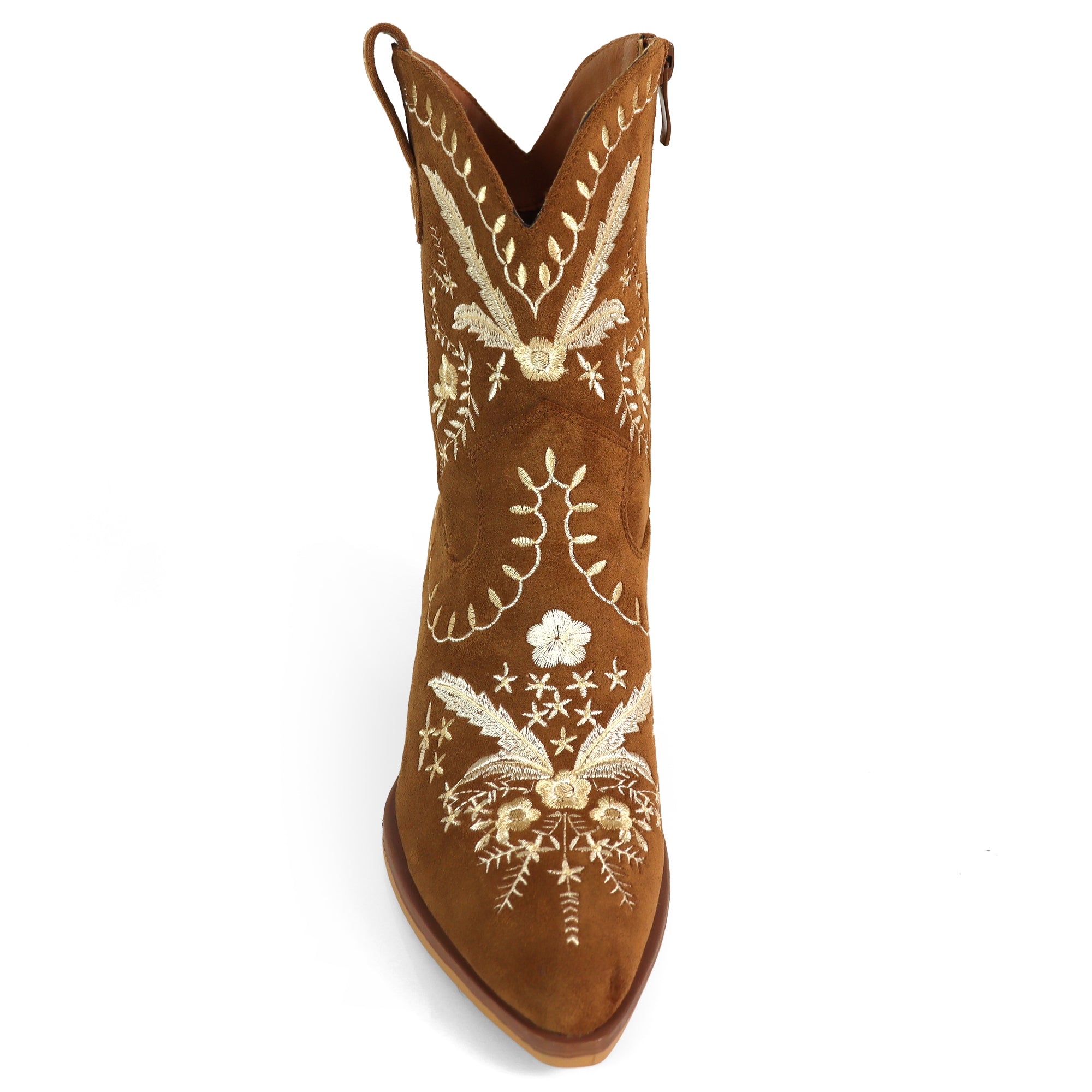 BLAZE-1 EMBBROIDERY COWBOY BOOTIE TAN SUEDE