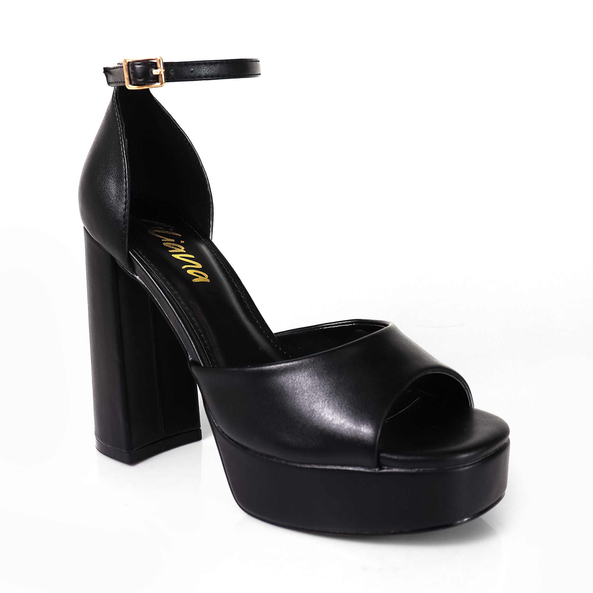BLISS-1 ANKLE STRAP PLATFORM SANDAL W/ CHUNCKY HEEL BLACK