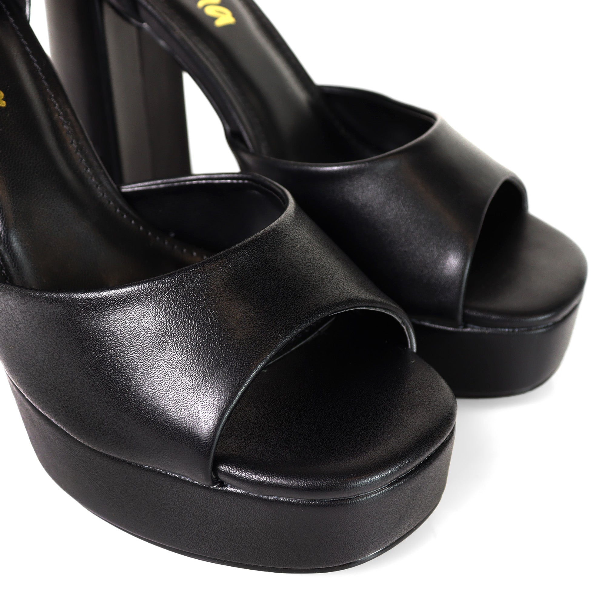 BLISS-1 ANKLE STRAP PLATFORM SANDAL W/ CHUNCKY HEEL BLACK