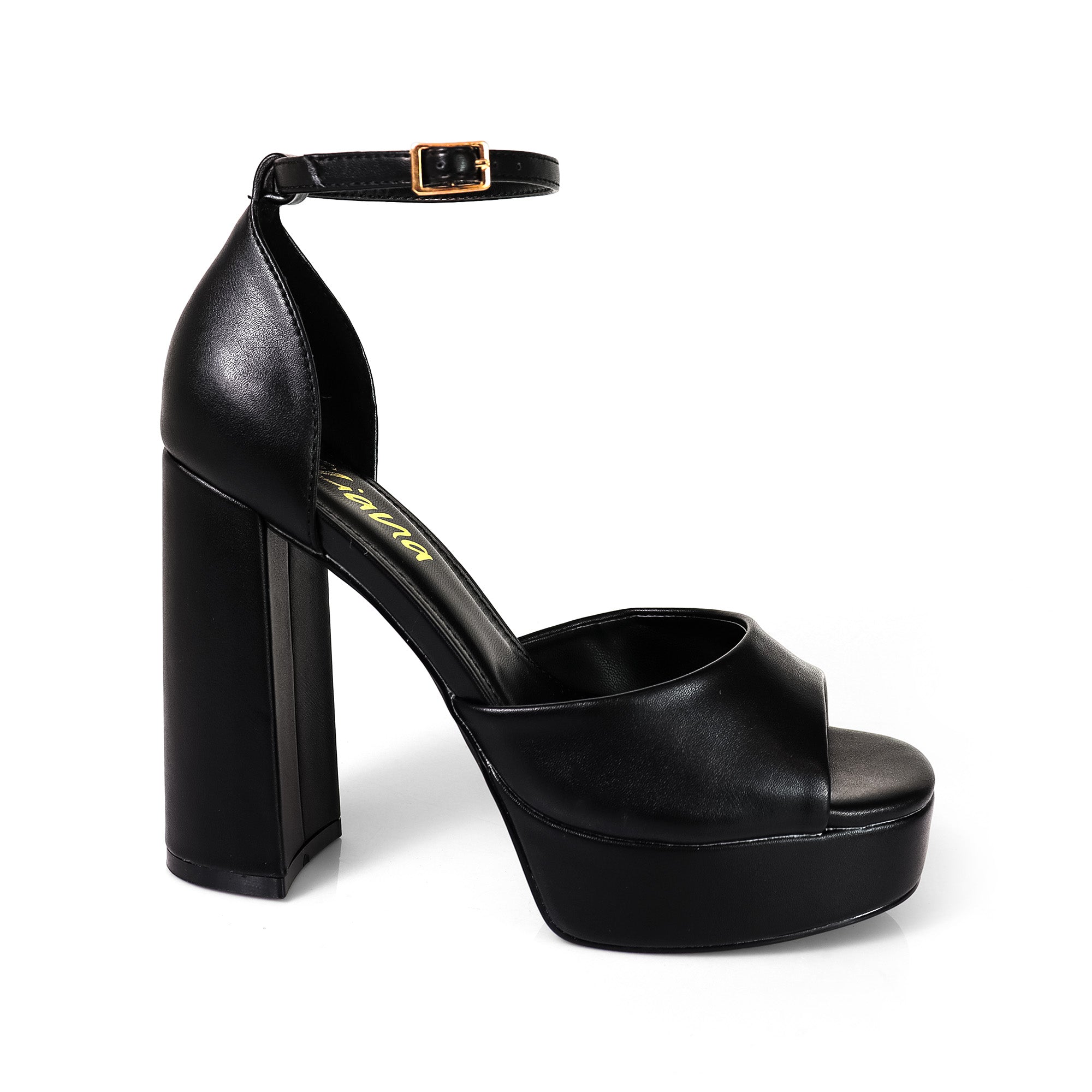 BLISS-1 ANKLE STRAP PLATFORM SANDAL W/ CHUNCKY HEEL BLACK