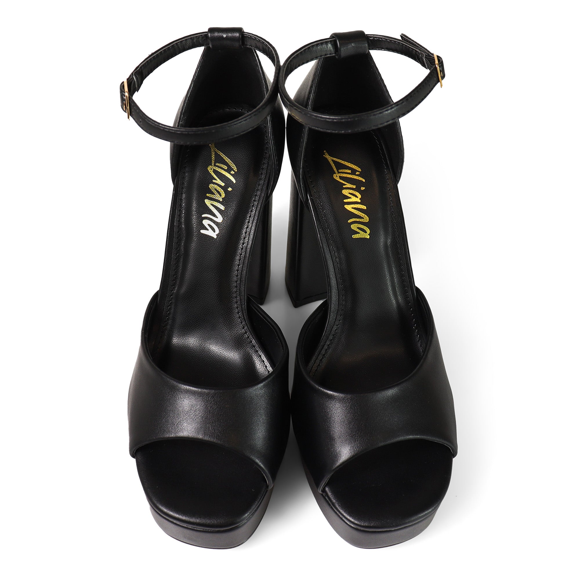 BLISS-1 ANKLE STRAP PLATFORM SANDAL W/ CHUNCKY HEEL BLACK