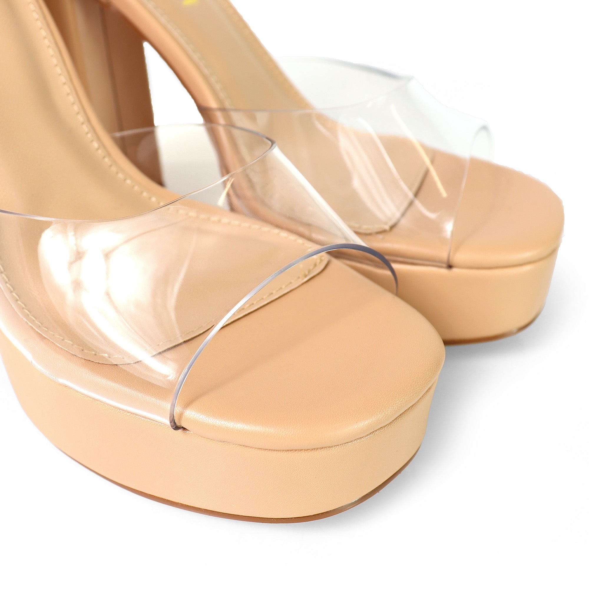 BLISS-1 ANKLE STRAP PLATFORM SANDAL W/ CHUNCKY HEEL CLEAR