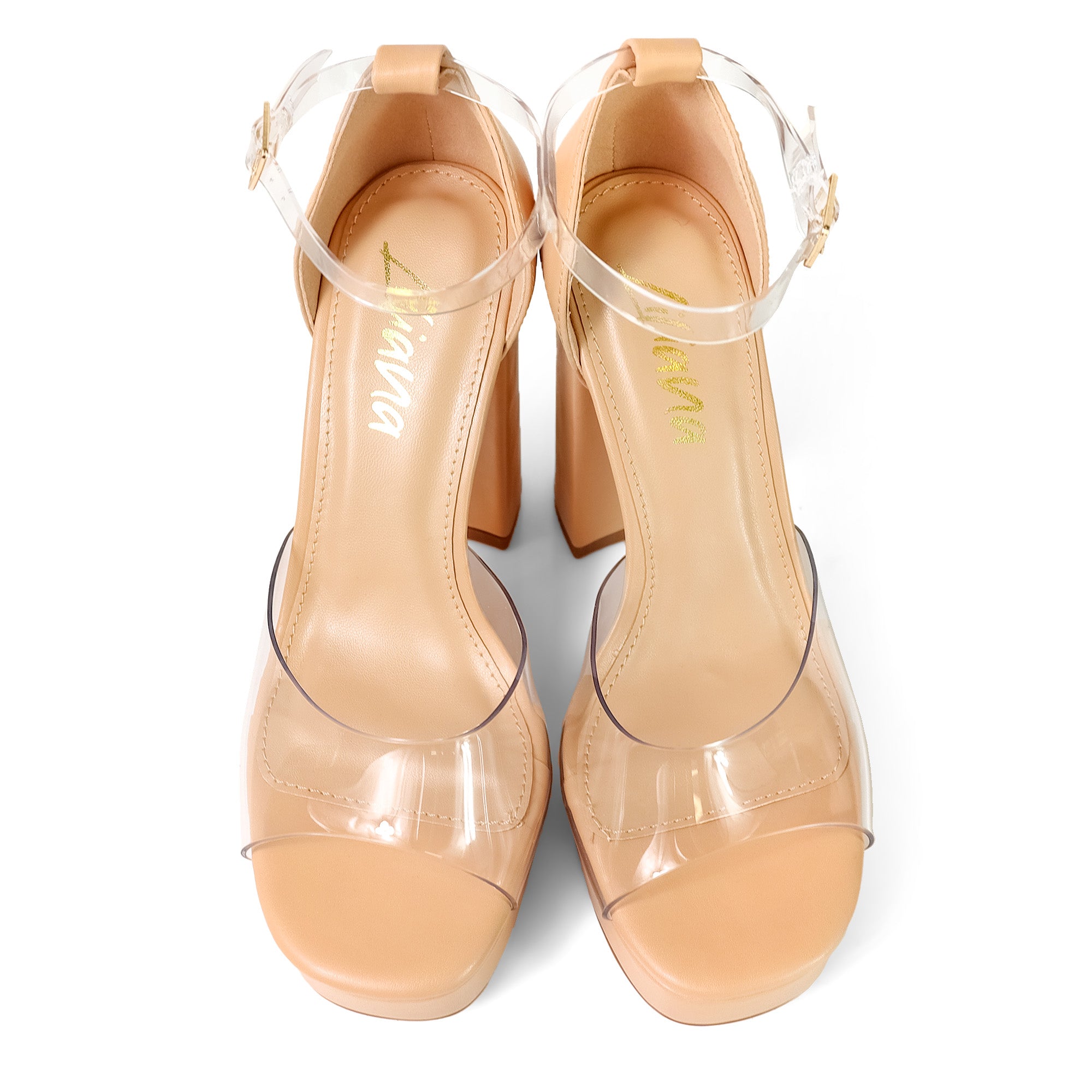BLISS-1 ANKLE STRAP PLATFORM SANDAL W/ CHUNCKY HEEL CLEAR