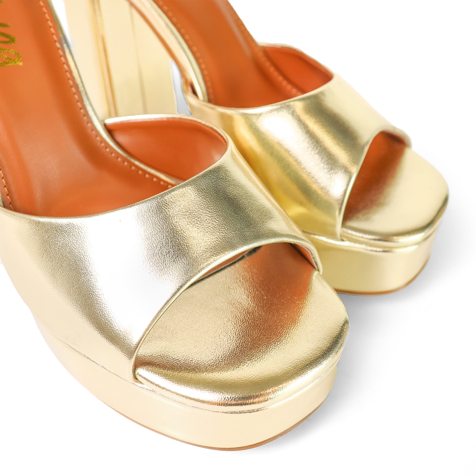 BLISS-1 ANKLE STRAP PLATFORM SANDAL W/ CHUNCKY HEEL GOLD