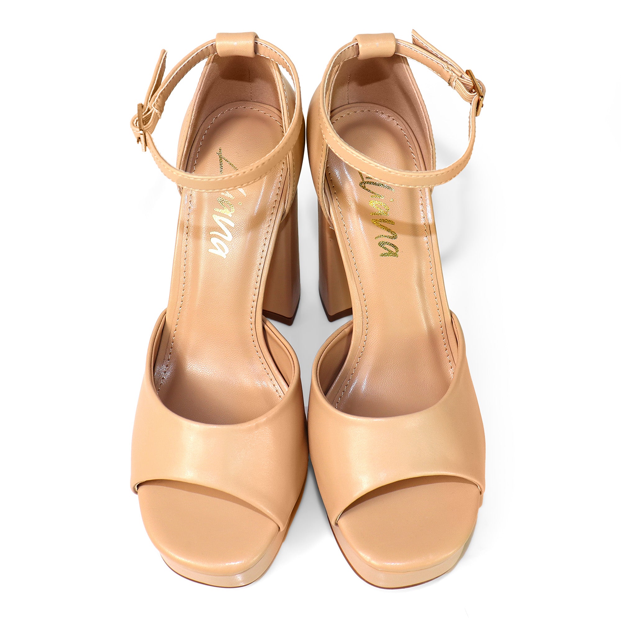 BLISS-1 ANKLE STRAP PLATFORM SANDAL W/ CHUNCKY HEEL NUDE