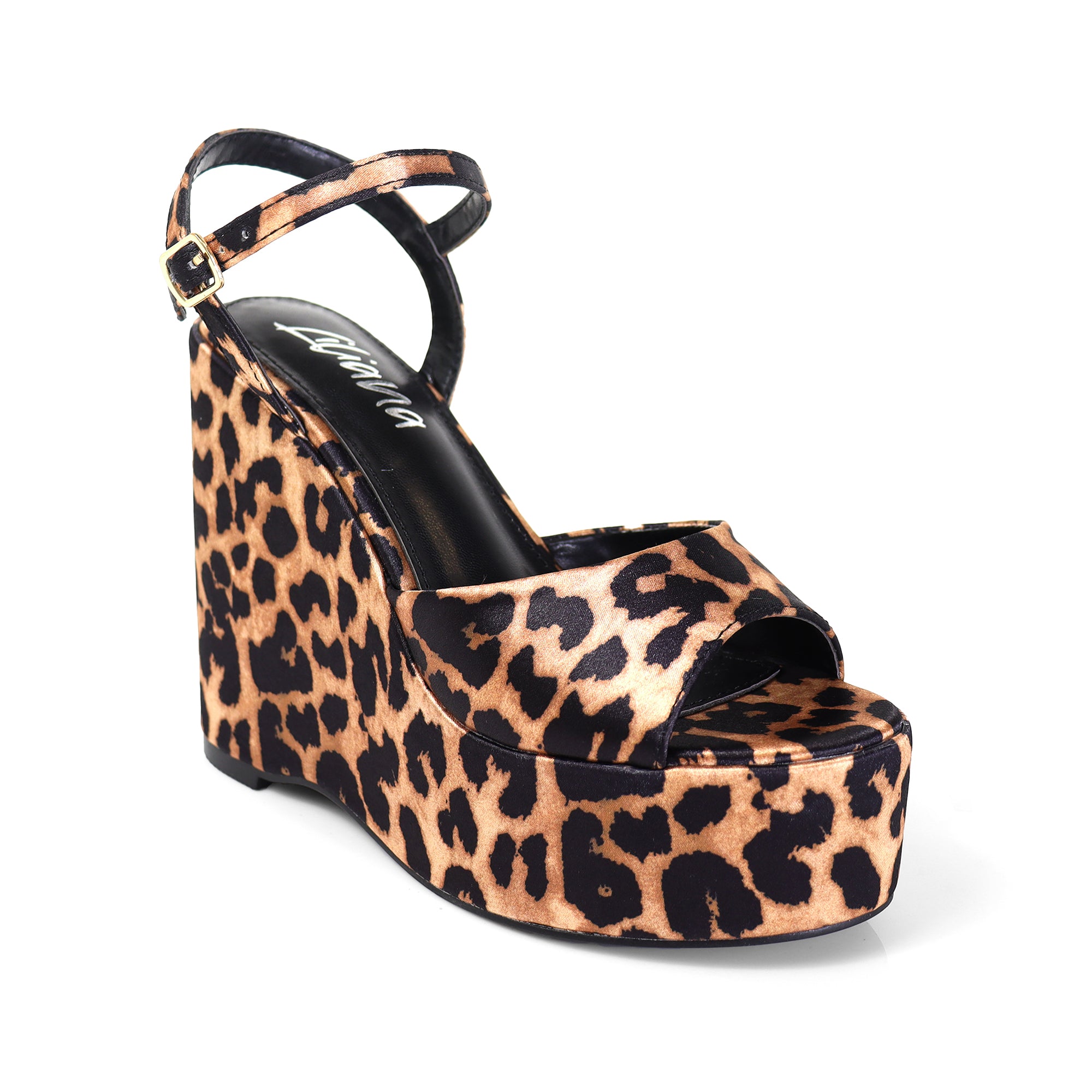 BRATTY-1 PEEP TOE ANKLE STRAP WEDGE LEOPARD